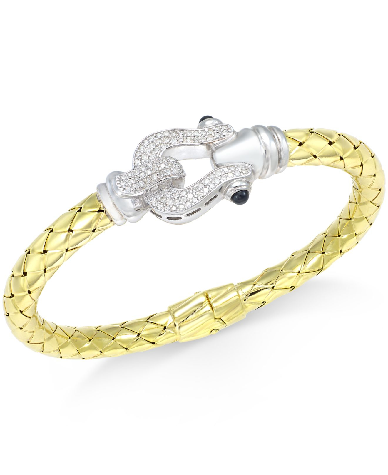 Macy's Diamond Horseshoe Bangle Bracelet (1/2 Ct. T.w.) In 14k Gold