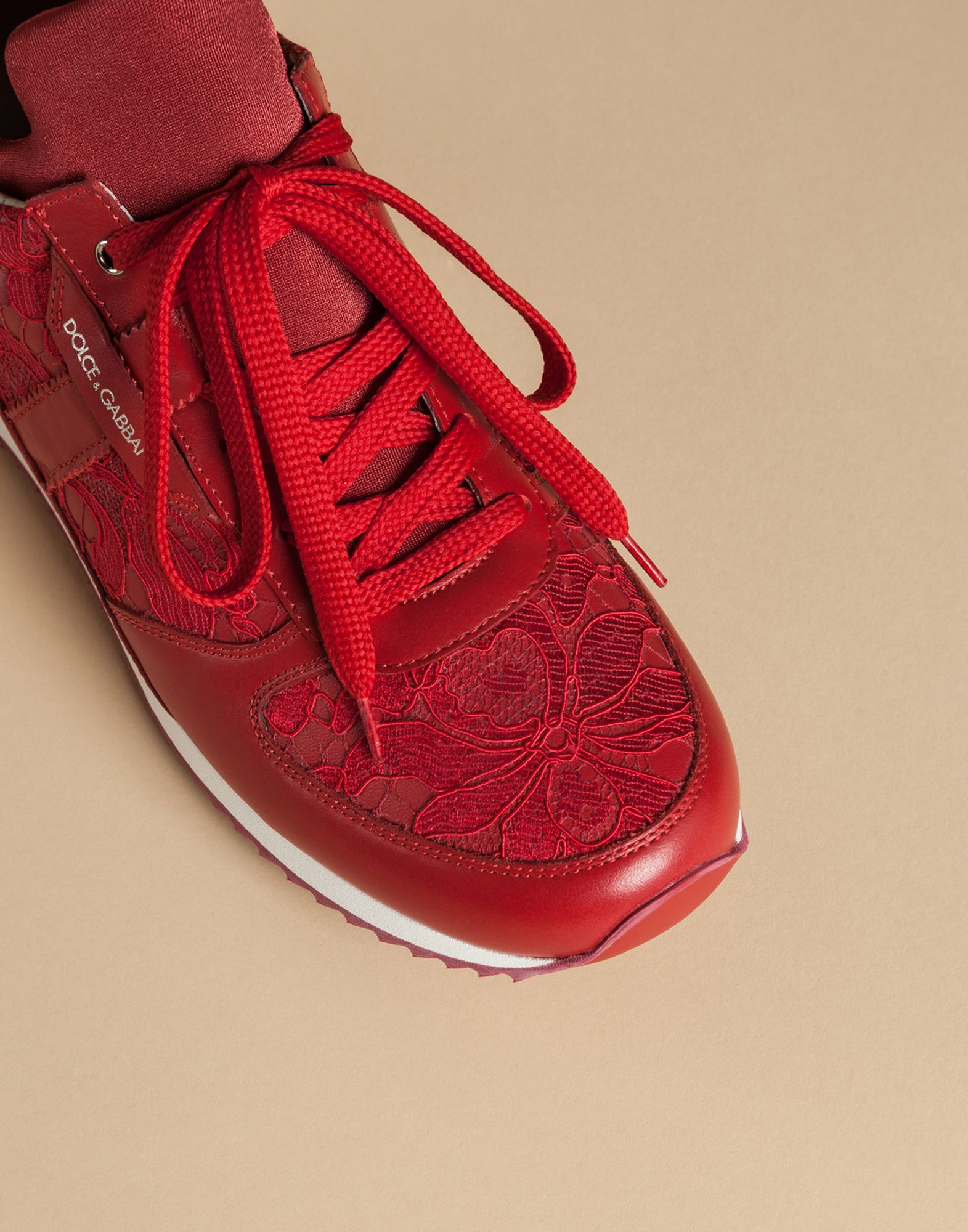 dolce & gabbana leather sneakers with scarf laces