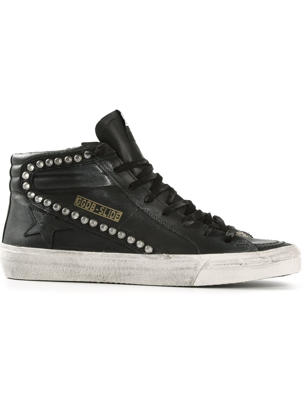 Golden Goose Deluxe Brand Studded Hi-Top Sneakers in Black for Men | Lyst