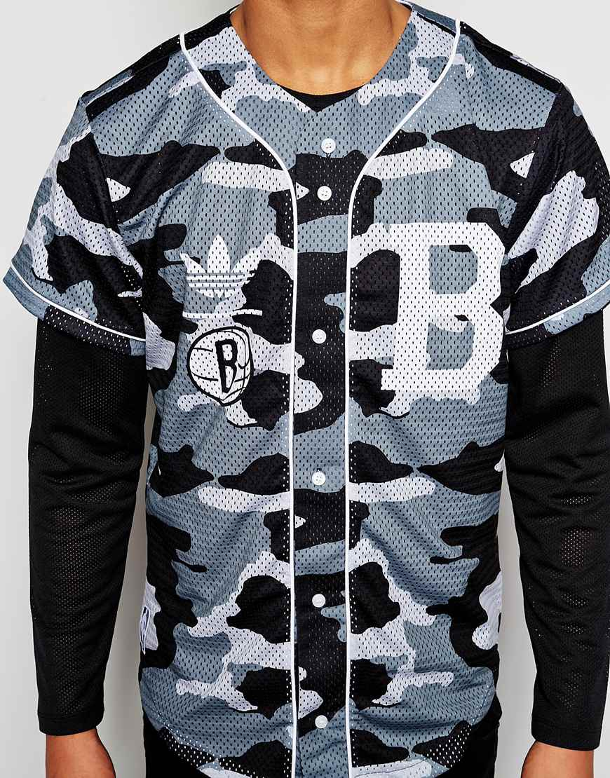 Lyst - Adidas Originals Adidas Brooklyn Baseball Shirt in Gray for Men