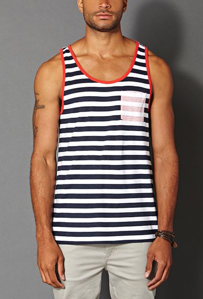 21men Striped Pocket Tank Top in Blue for Men (Blue/white) | Lyst