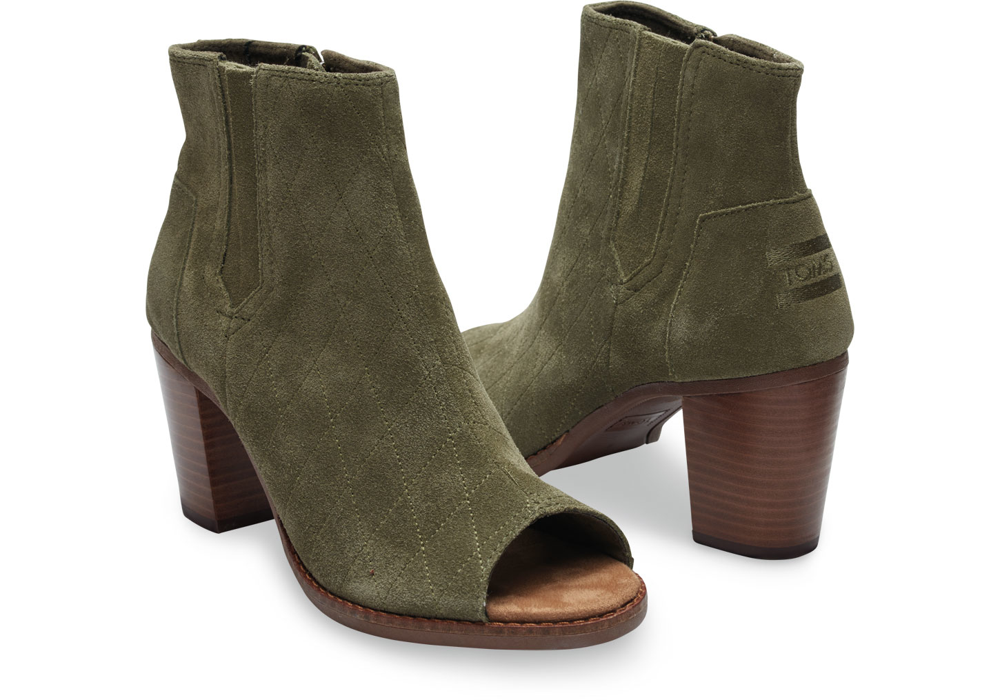 Lyst Toms Tarmac Olive Suede Quilted Women's Majorca Peeptoe Booties