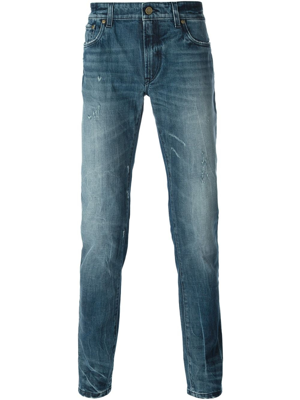 Dolce & Gabbana Ripped Detail Jeans in Blue for Men | Lyst