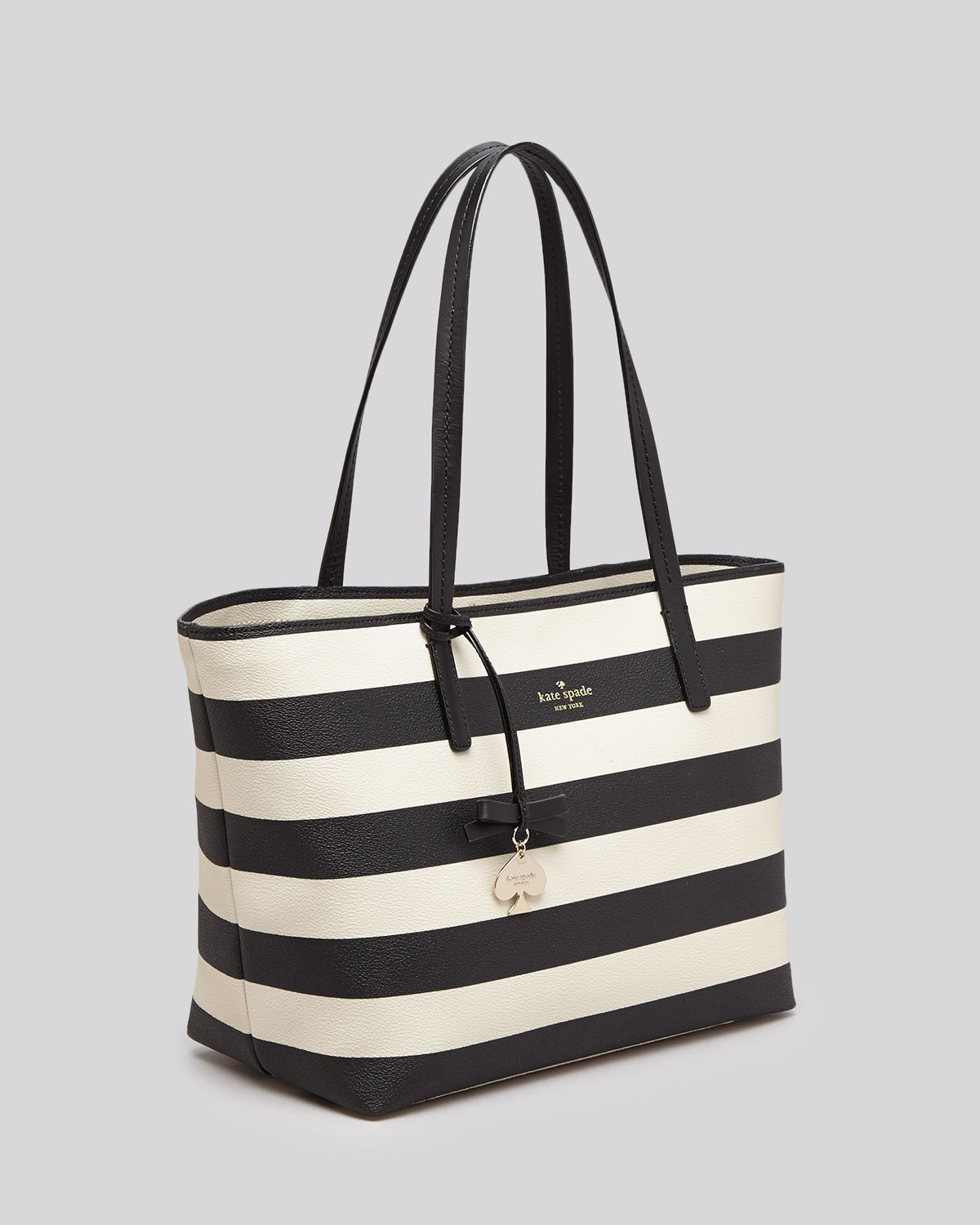 navy and white striped purse