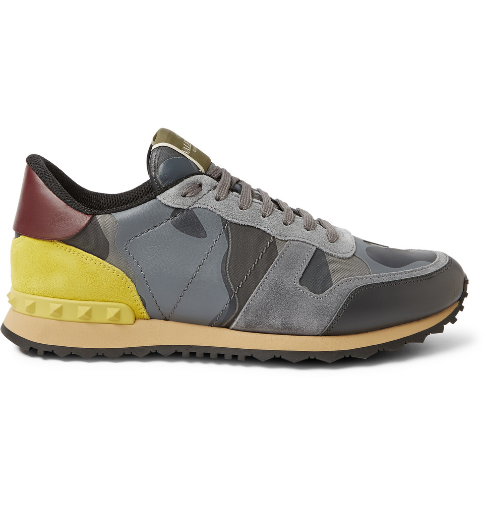 Valentino camouflage-print leather and suede sneakers Valentino camouflage-print leather and suede sneakers