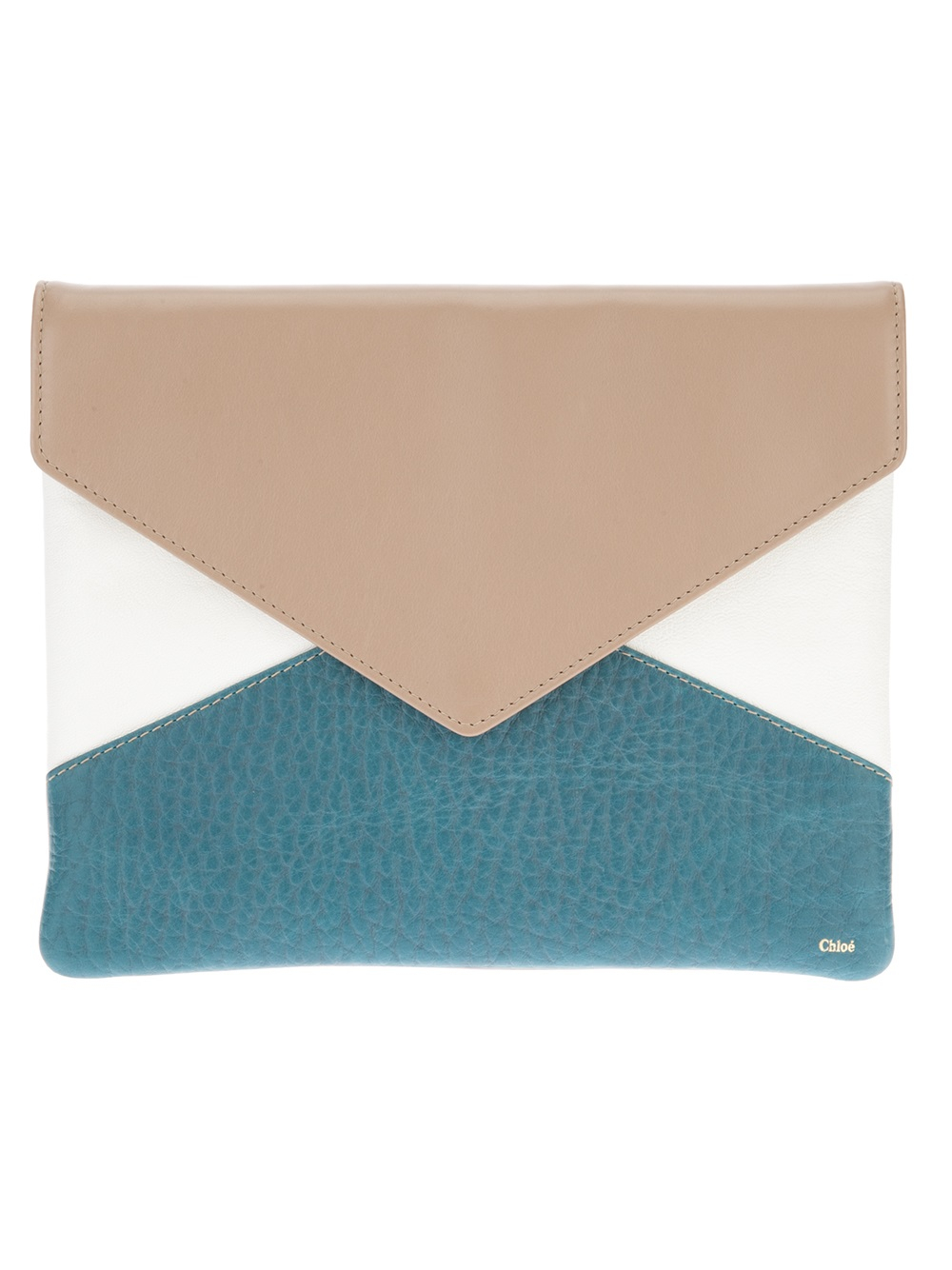 chloe white leather handbag - Chlo Colour Block Envelope Clutch in Beige (nude) | Lyst