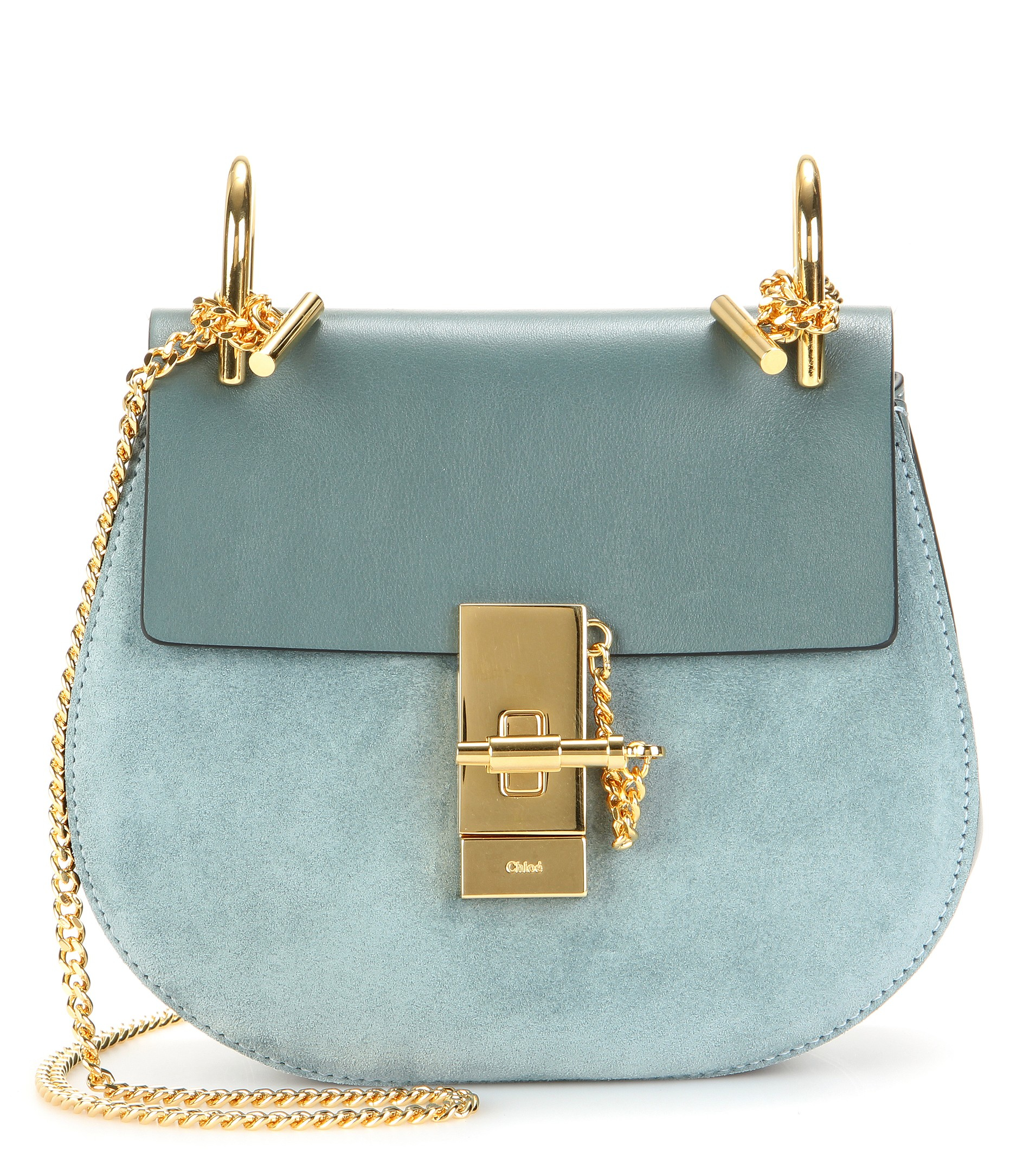 Lyst Chloé Drew Leather And Suede Shoulder Bag In Blue Gallery