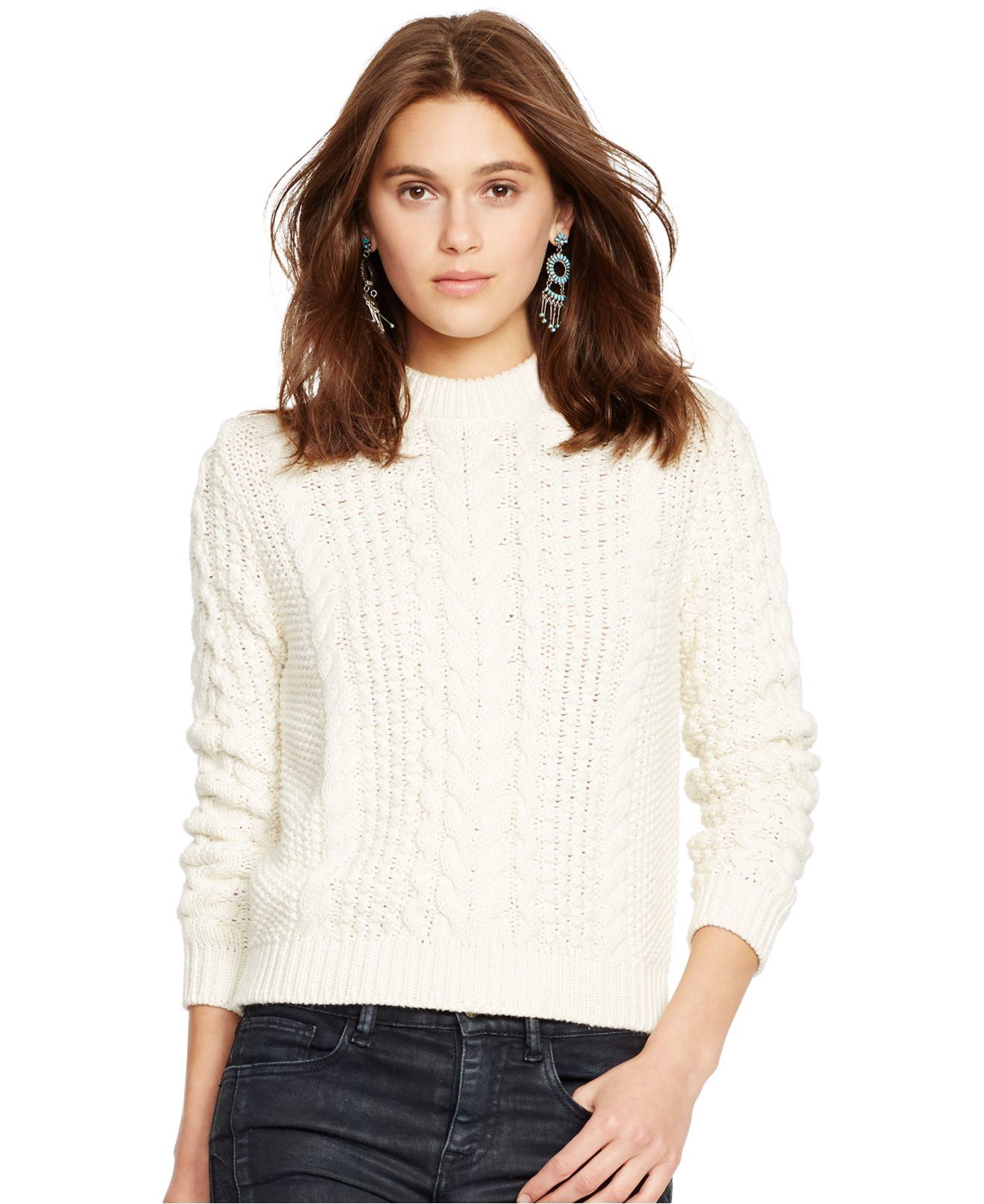 cream crew neck sweater women's