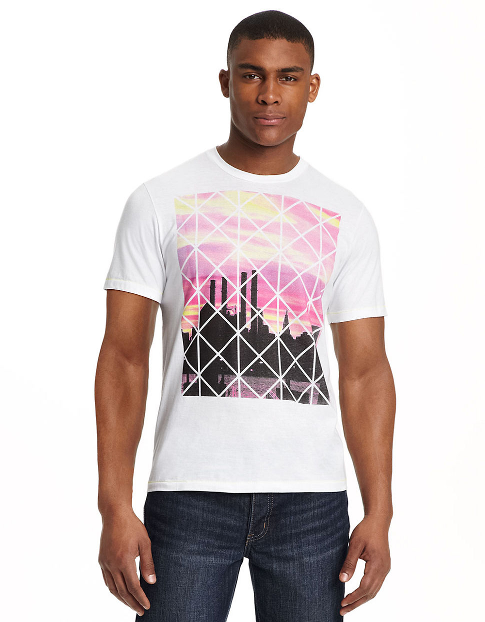 Kenneth Cole City Skyline Graphic Tshirt in White for Men | Lyst