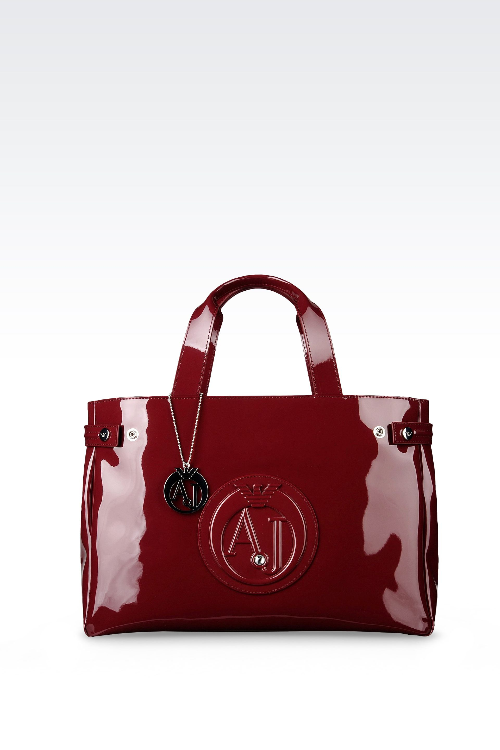 Lyst Armani Jeans Ping Bag In Patent Faux Leather With Pendant Gallery