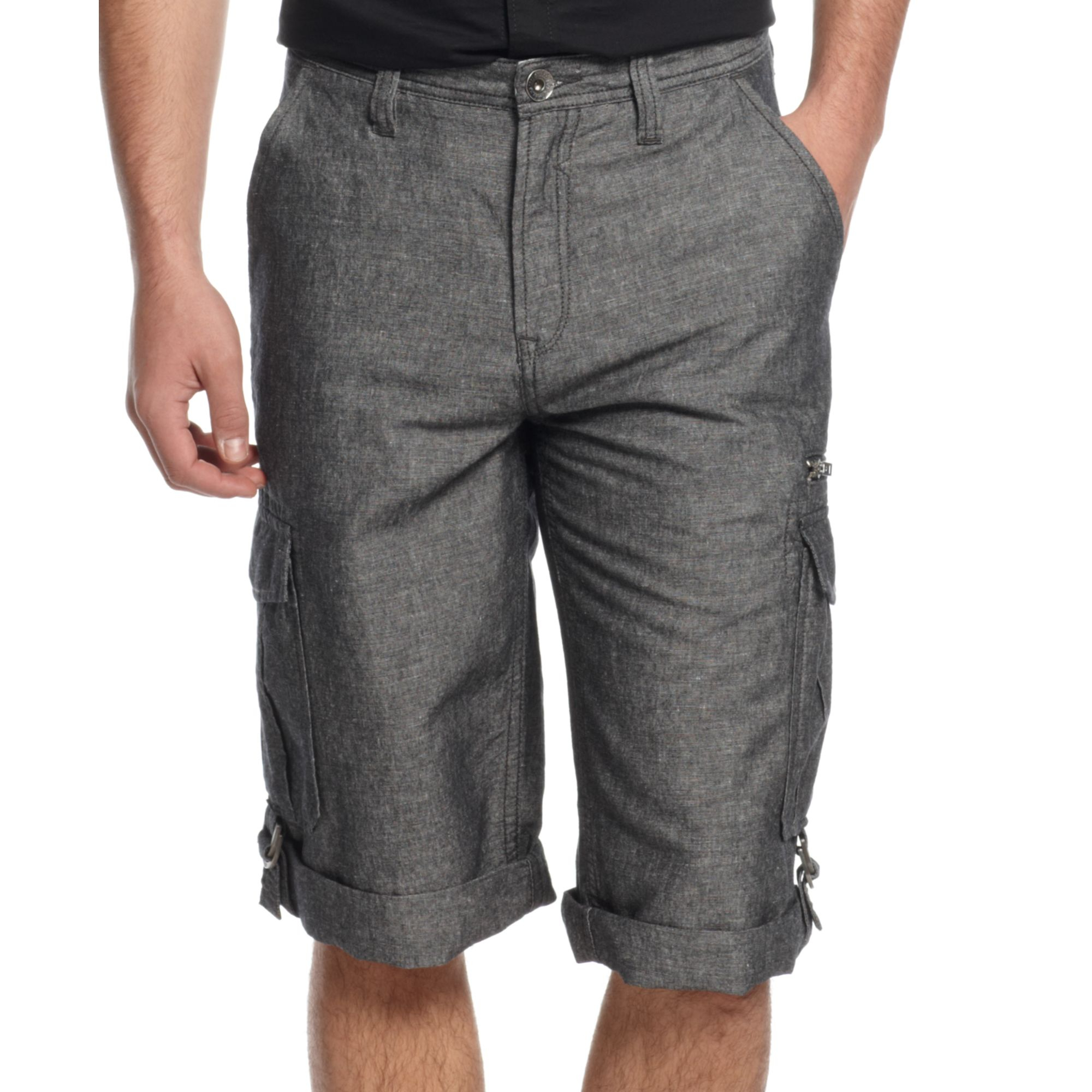 Lyst - Guess Jeans Linenblend Fatigue Shorts in Black for Men