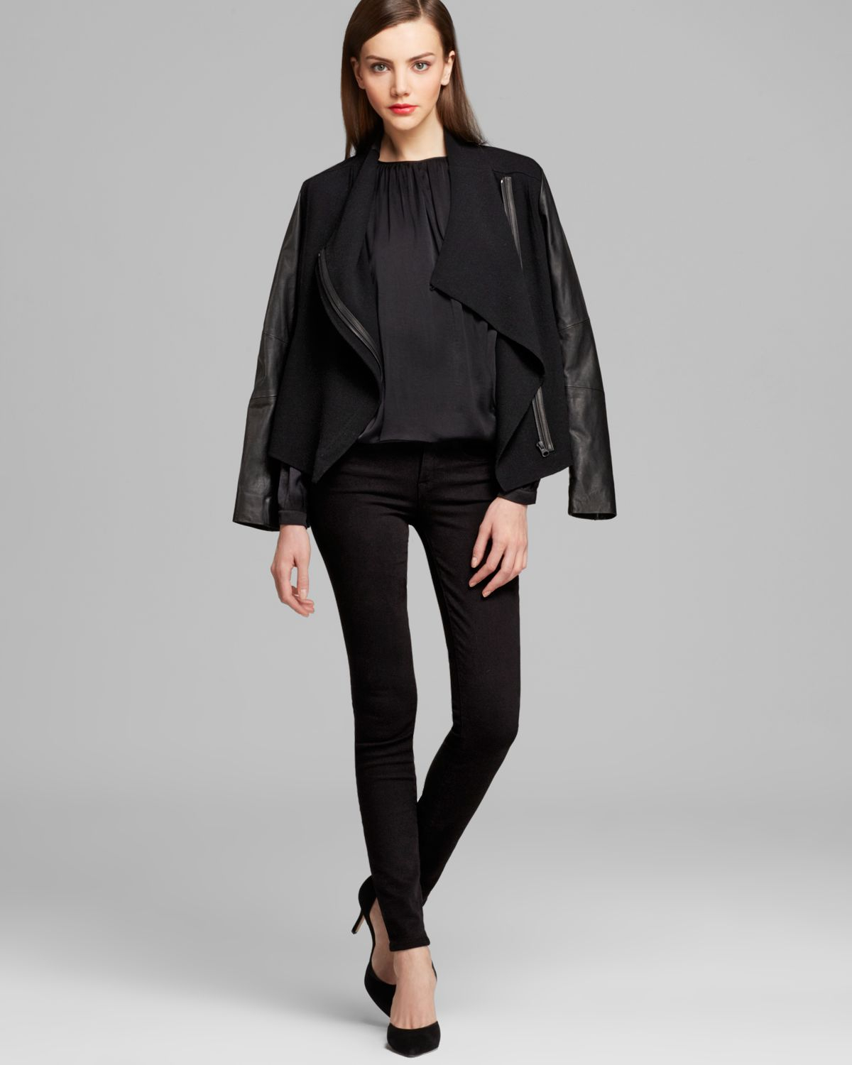 black coat leather sleeves