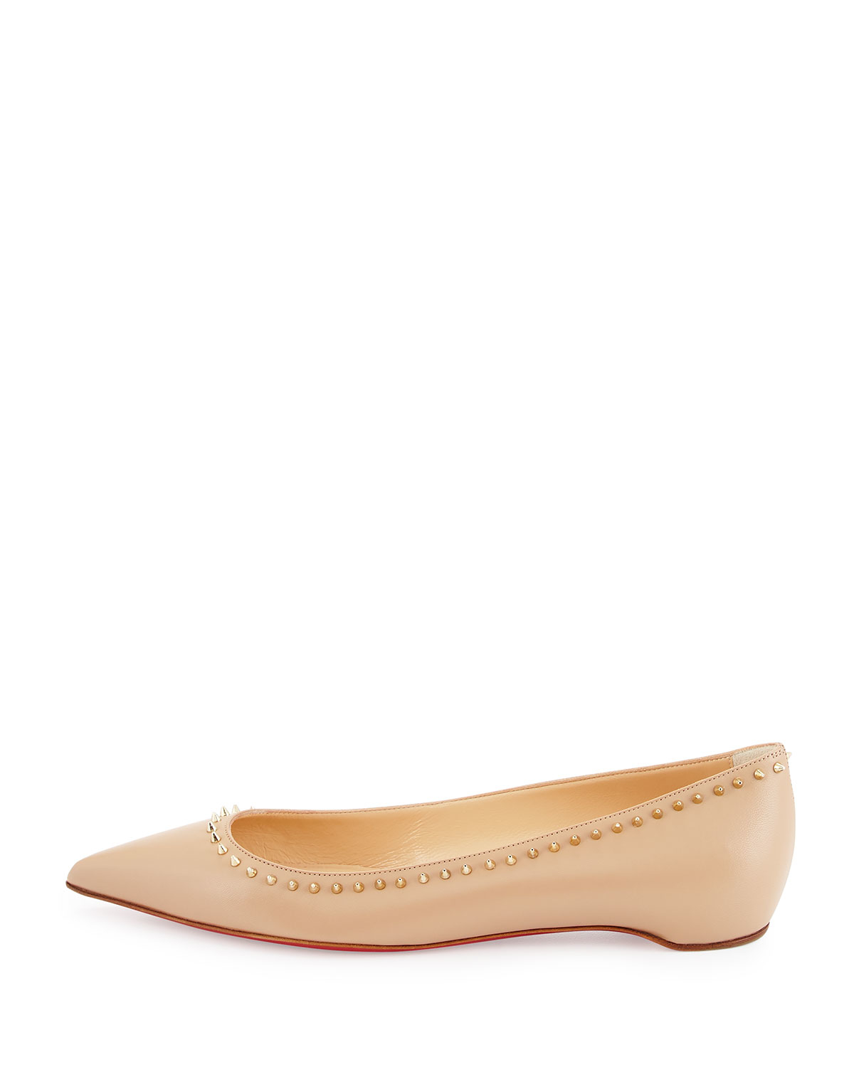 Christian louboutin Anjalina Studded Leather Ballet Flats in Beige ...  