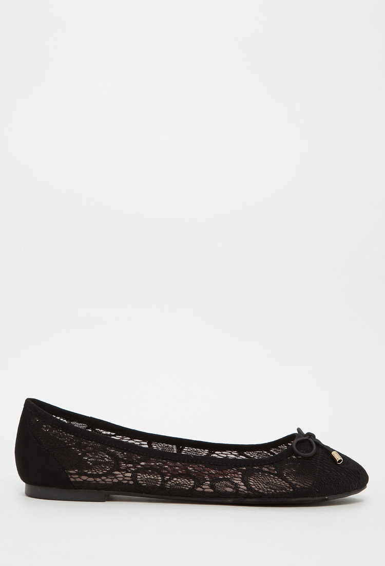 Wedding Table Lace Ballet Flats forever 21 floral lace ballet flats in black lyst gallery womens up flats