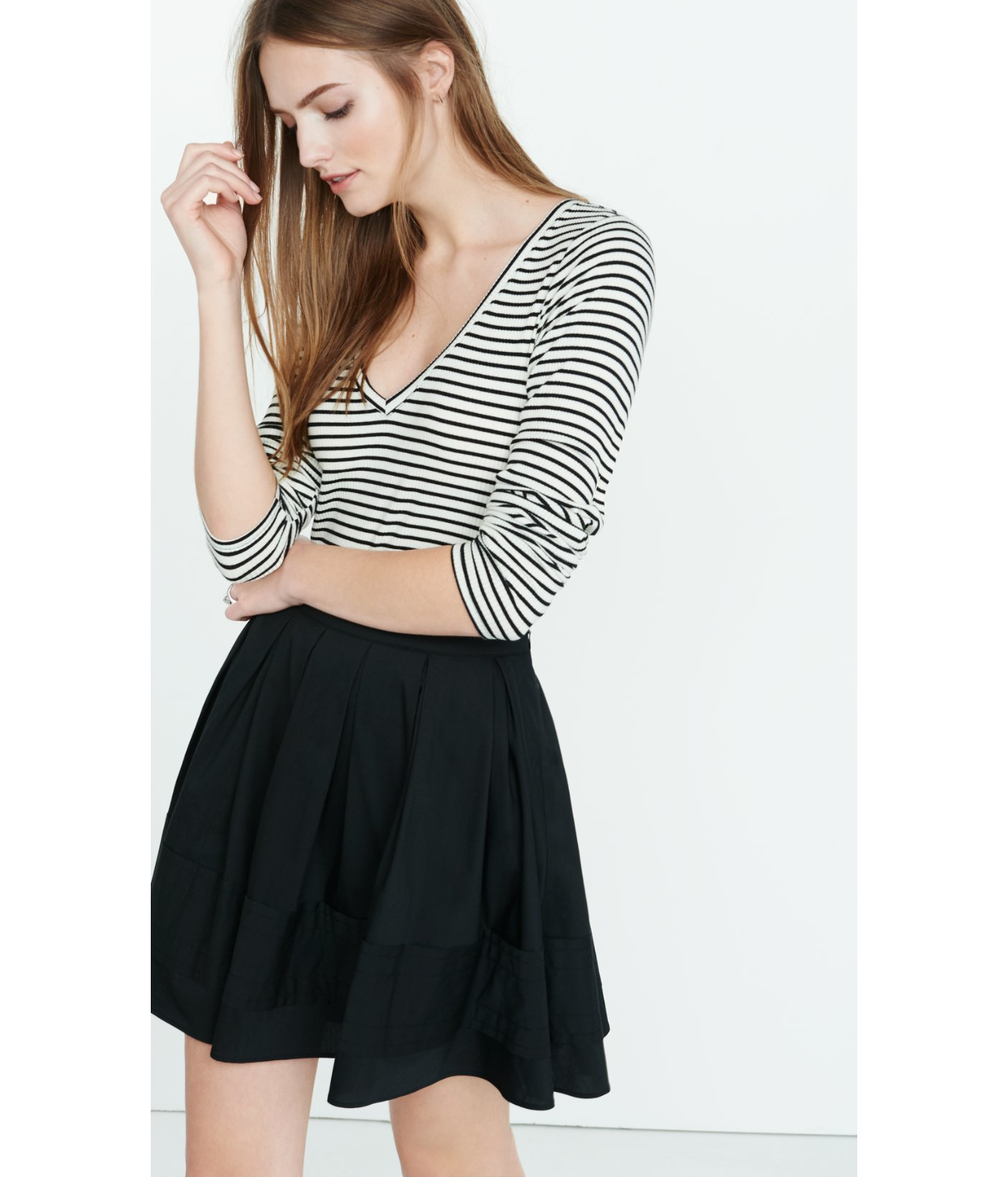 Lyst - Express Black High Waisted Full Mini Skirt in Black