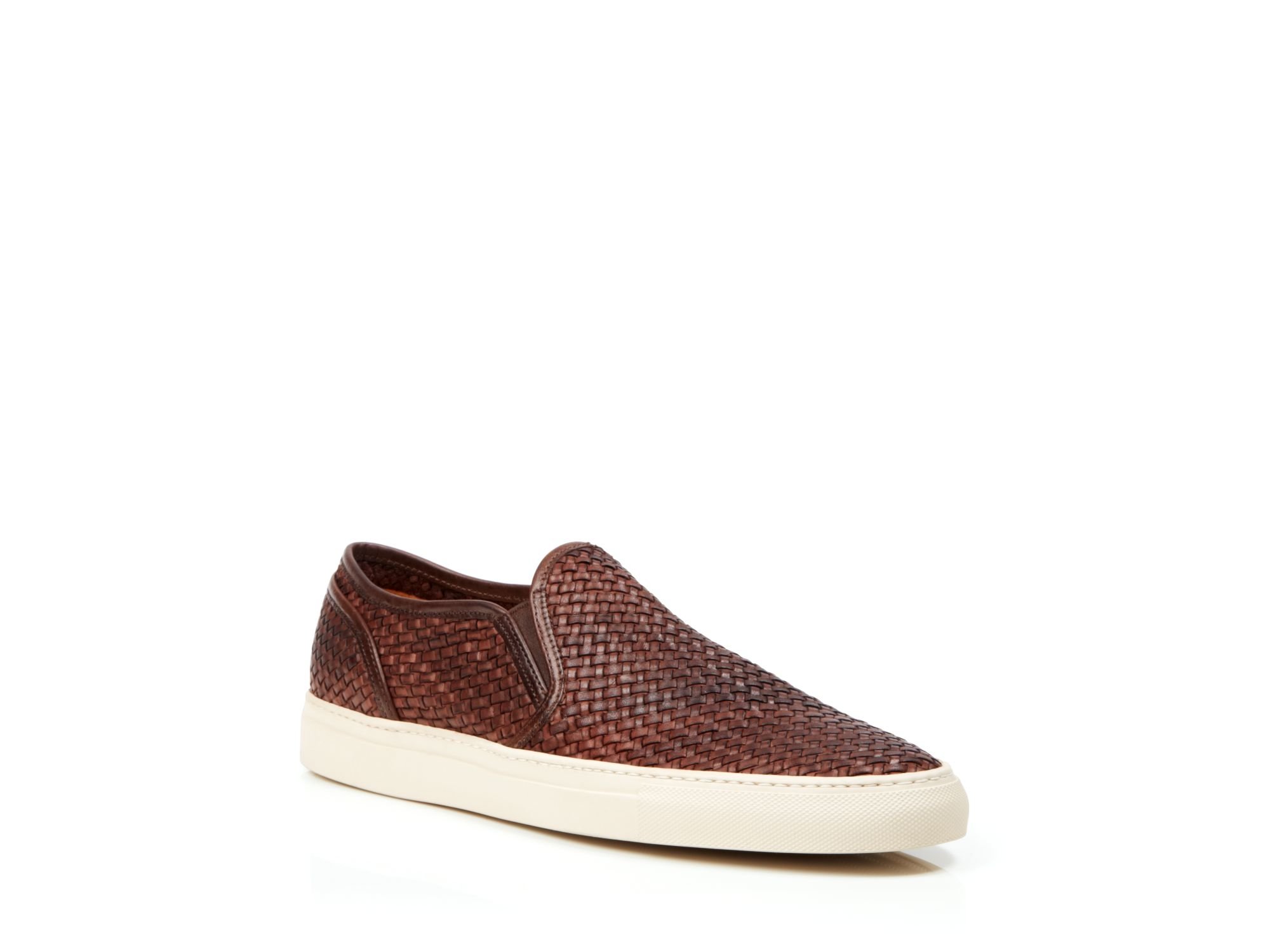 Buttero Leather Weave Slip On Sneakers in Brown for Men | Lyst