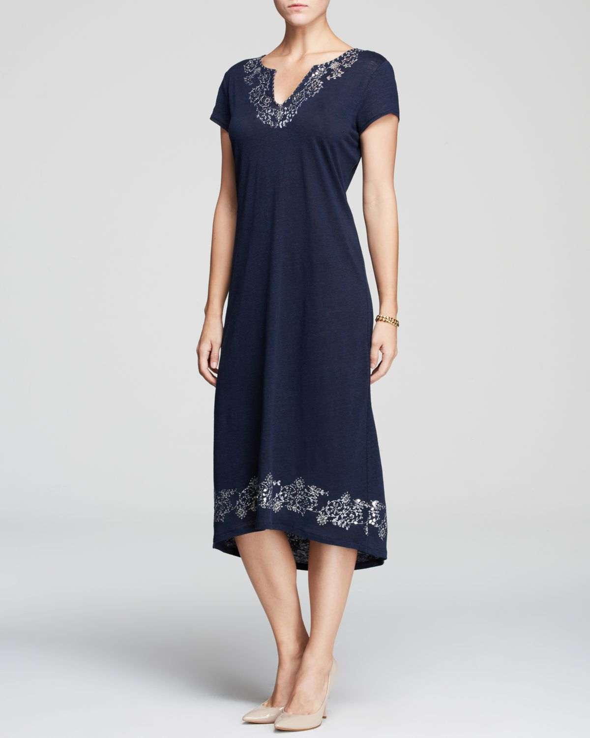 embellished linen dress