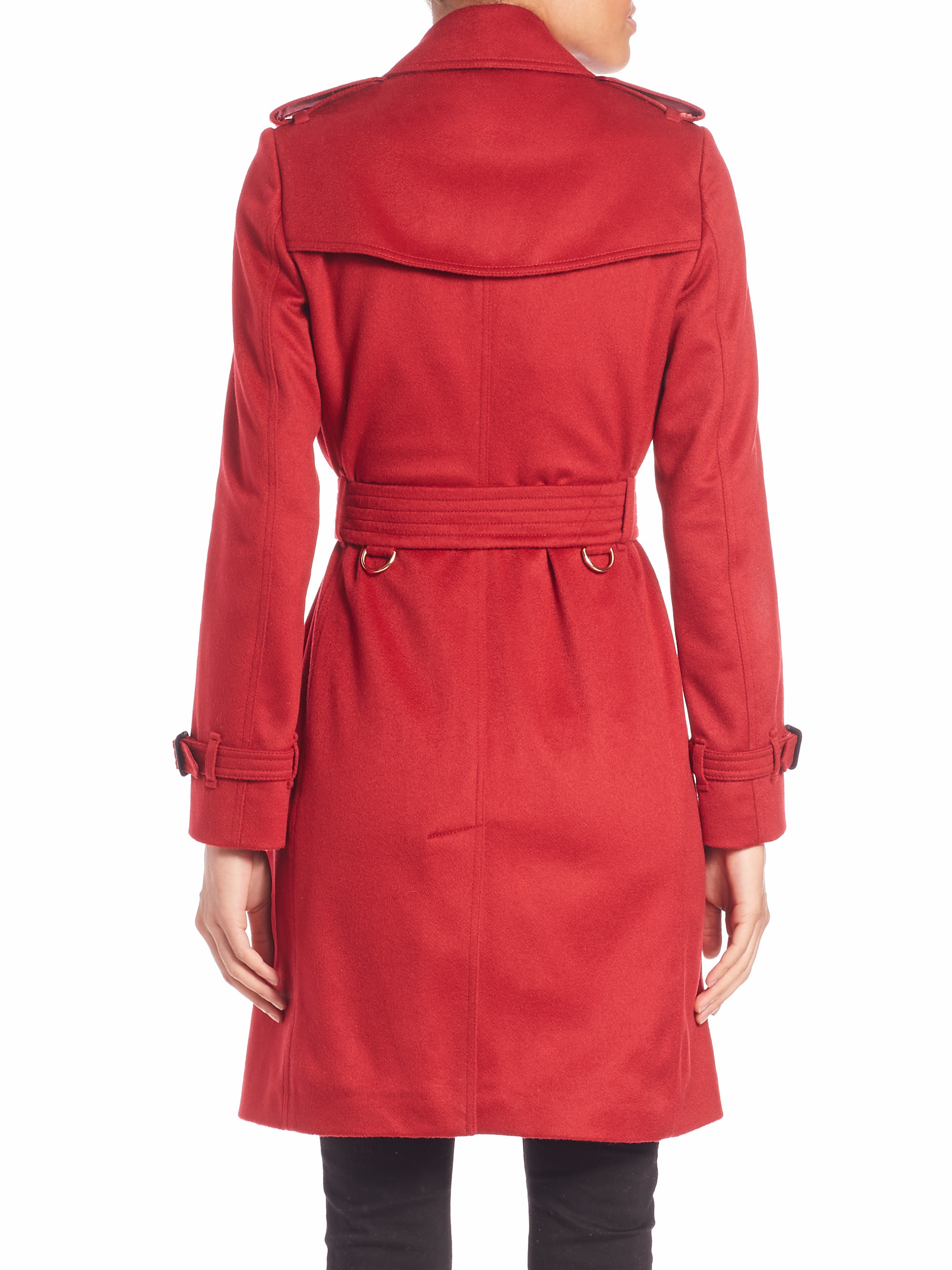 Lyst - Burberry Kensington Parade Red Cashmere Trench Coat in Red