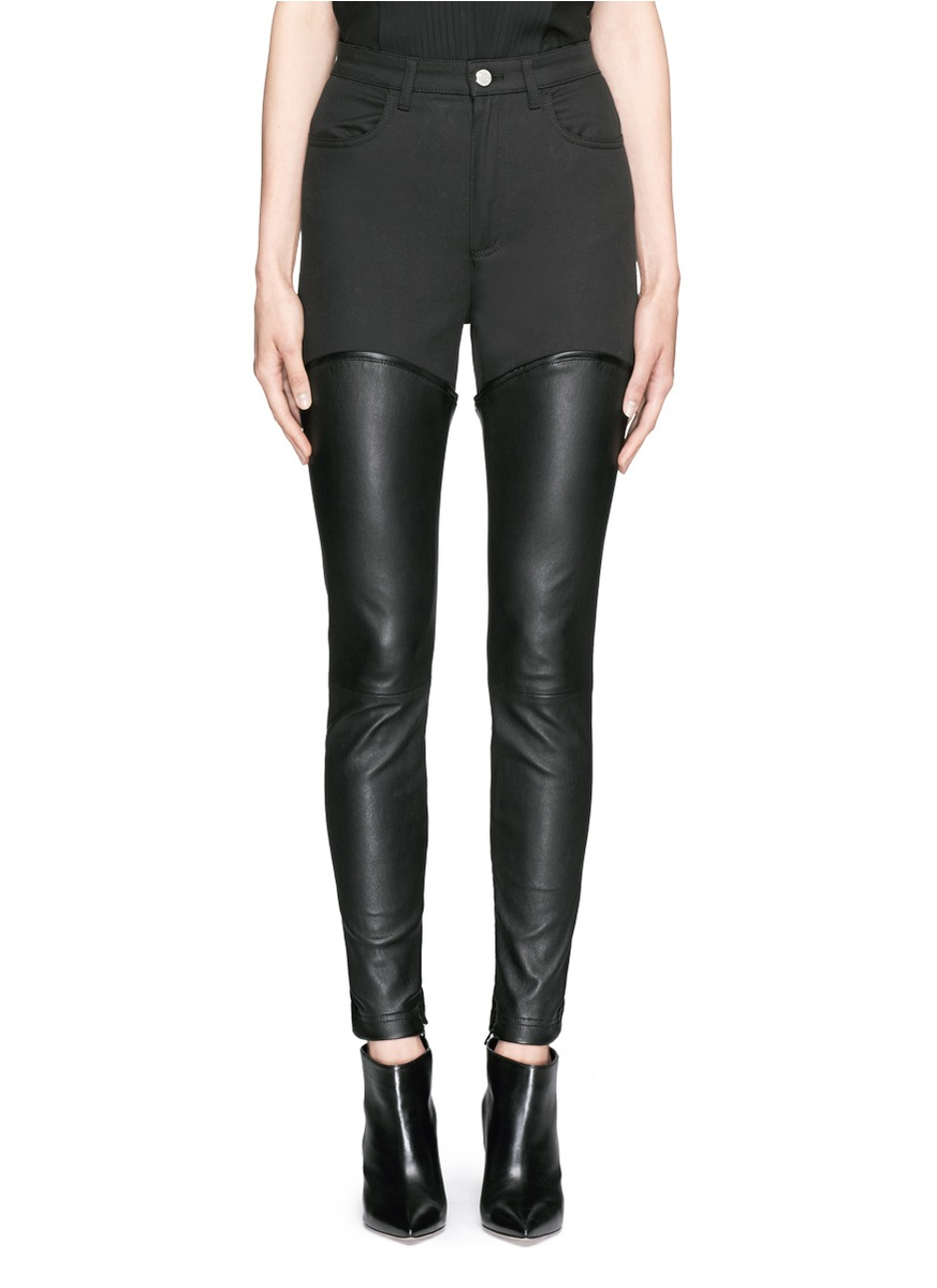Lyst - Givenchy Leather Lace-up Panel Stretch Denim Jeans in Black
