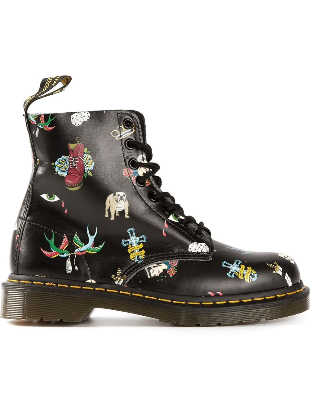 Dr. martens 'Pascal' Tattoo Print Boots in Black | Lyst