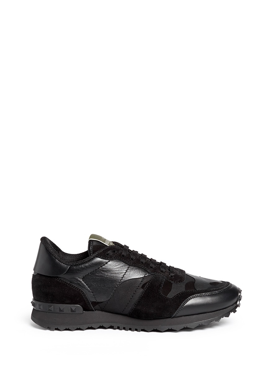 Valentino camouflage-print leather and suede sneakers Valentino camouflage-print leather and suede sneakers