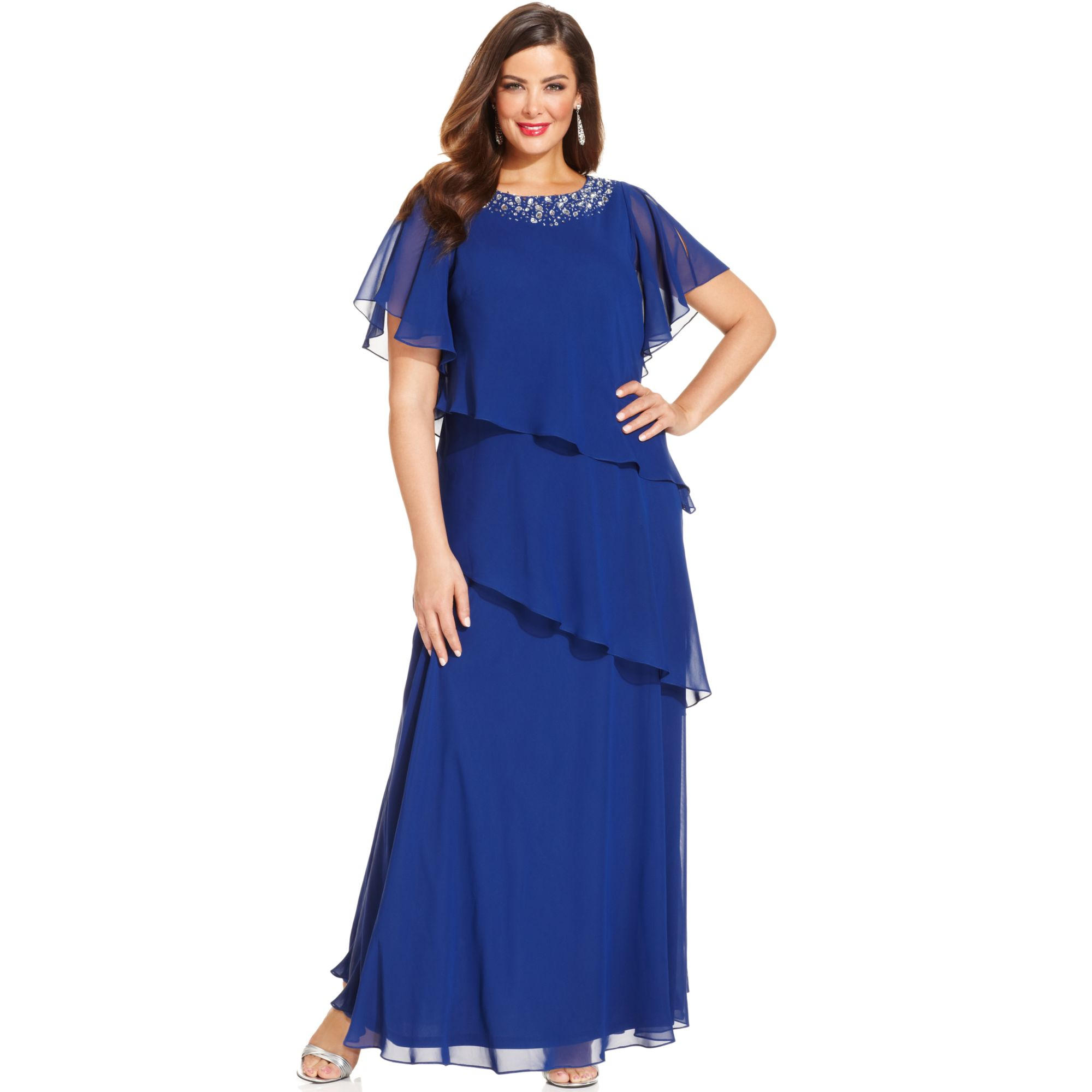 Alex evenings long sleeve plus size formal dresses for women over 50