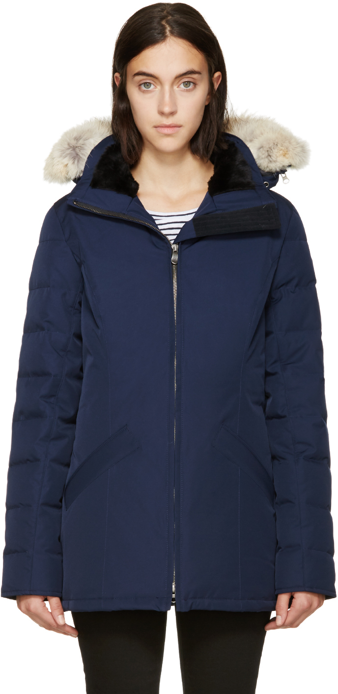 Lyst - Canada Goose Navy Fur And Down Black Label Belmont Parka in Blue
