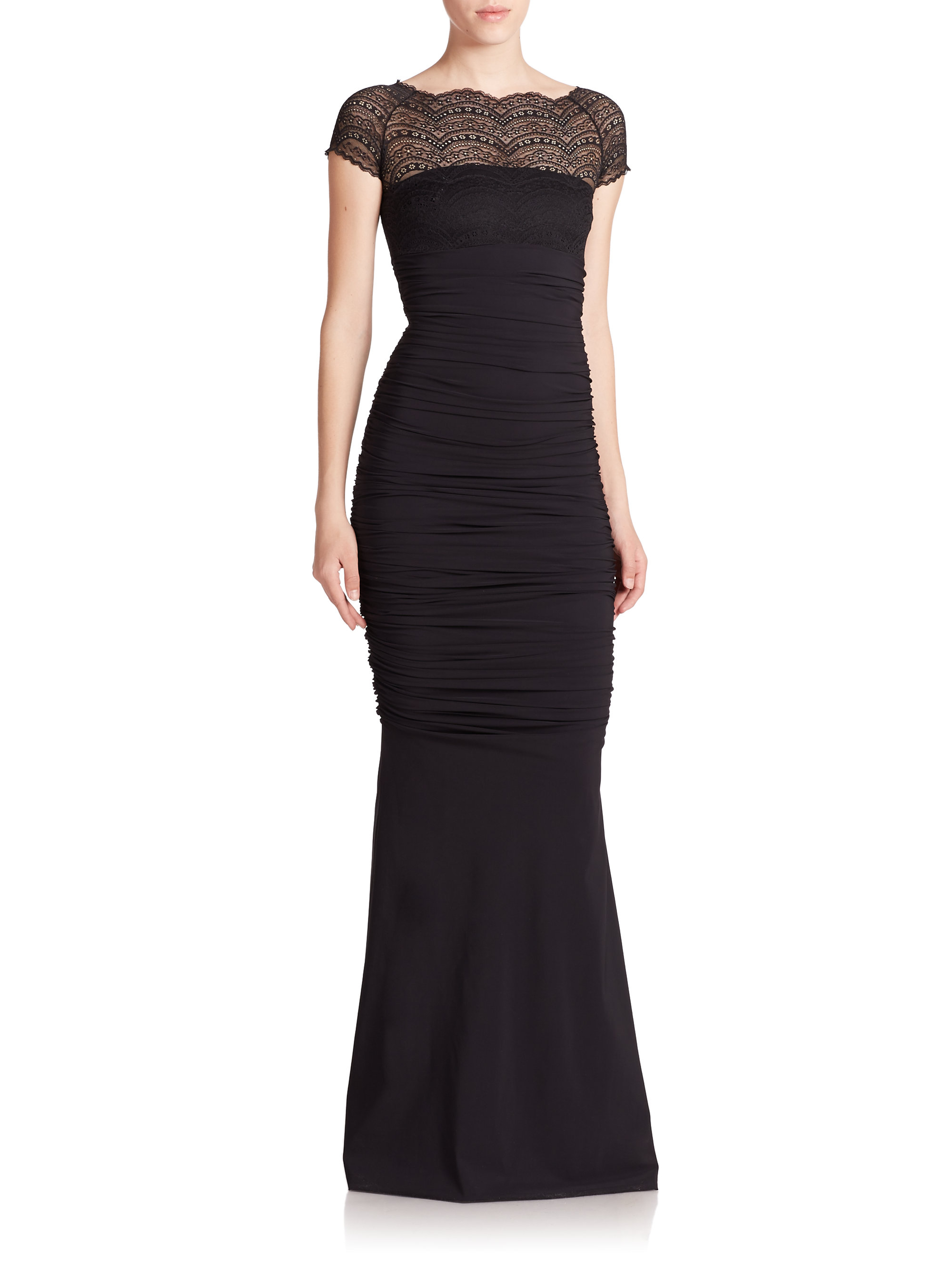 Lyst - La Petite Robe Di Chiara Boni Lace-top Illusion Gown in Black