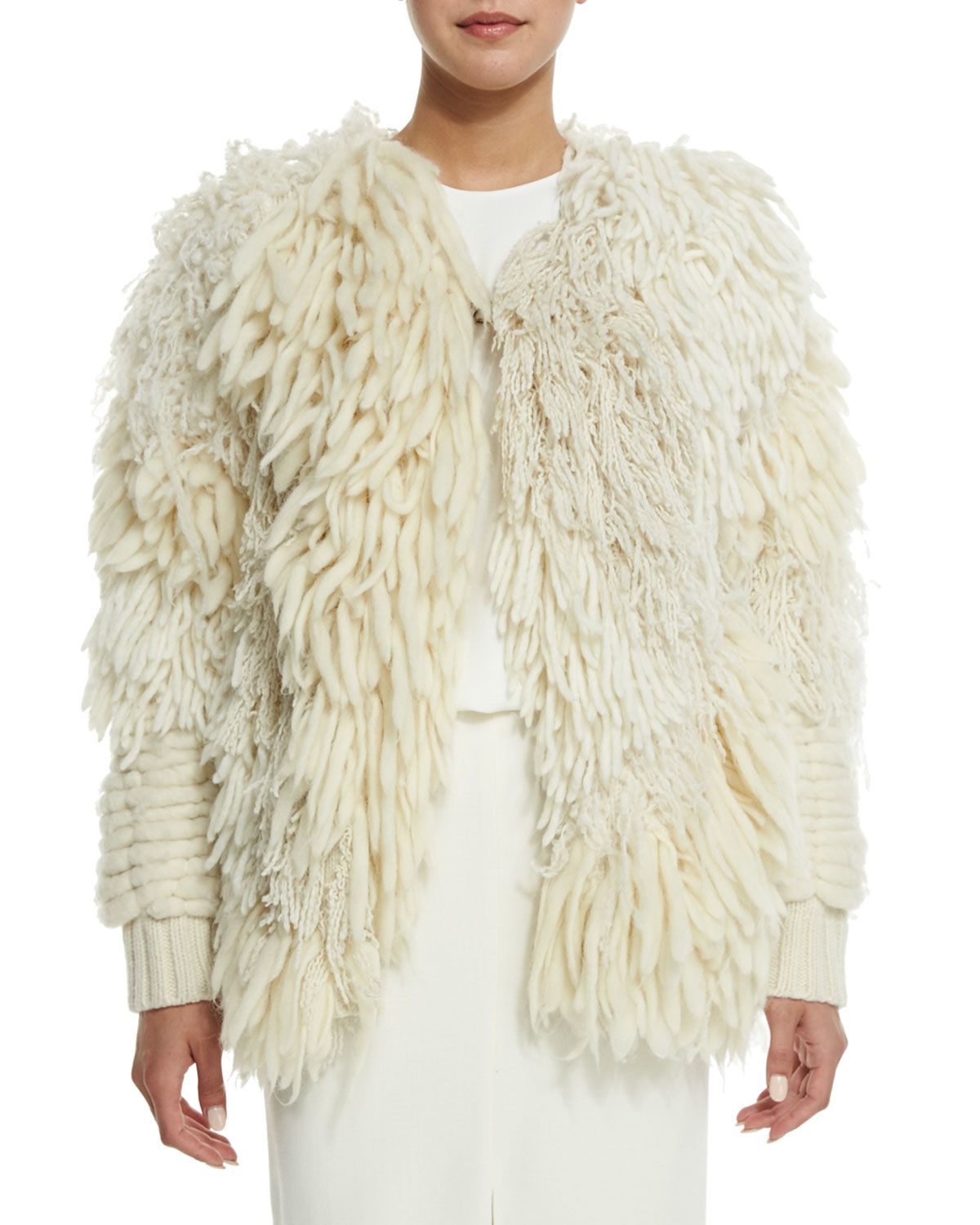 Adam Lippes Mix-textured Fringe Cardigan In White Lyst Gallery - Adam Lippes Mix-textured Fringe Cardigan In White Lyst
