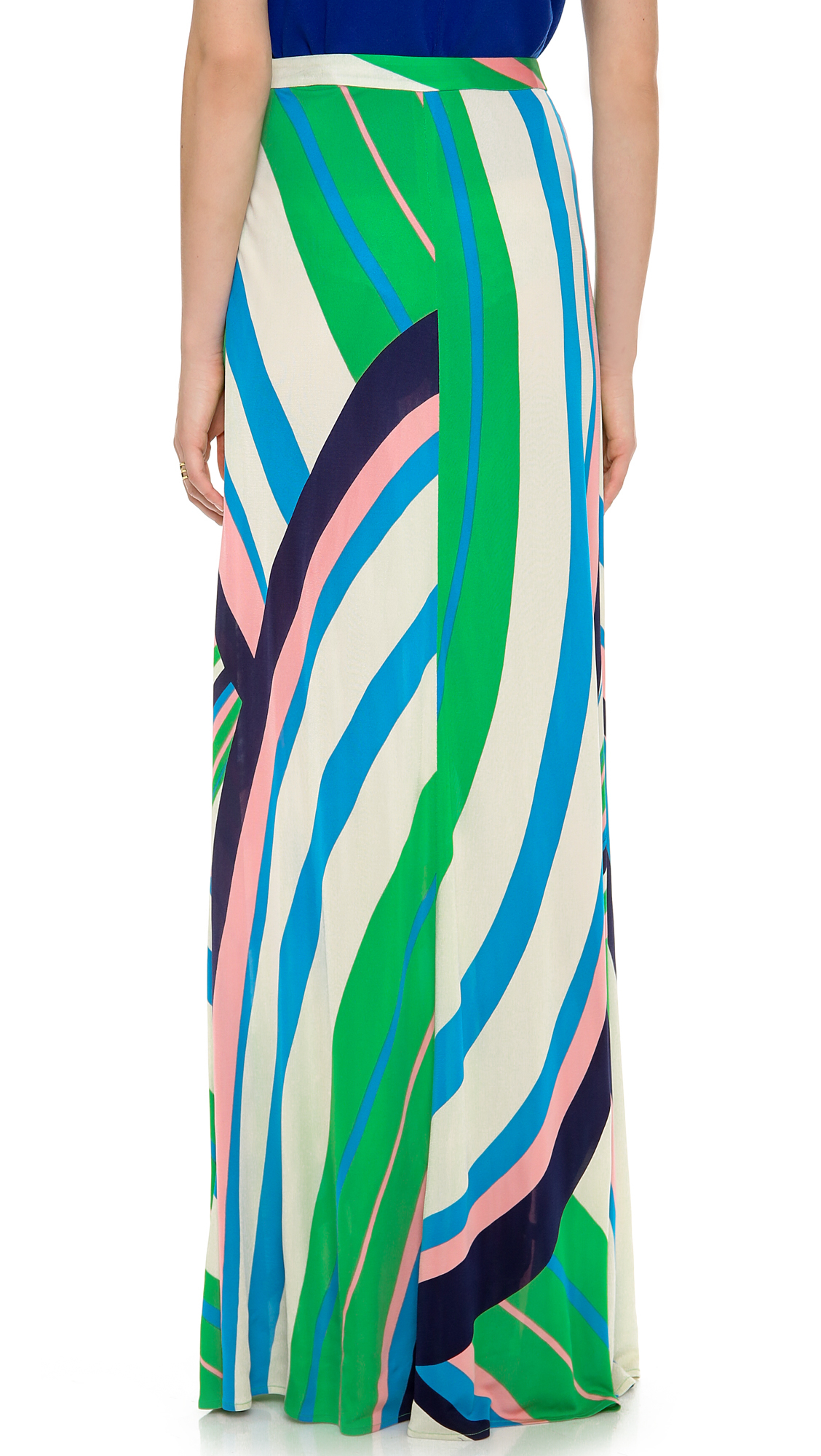 Lyst - Issa Printed Maxi Skirt in Green