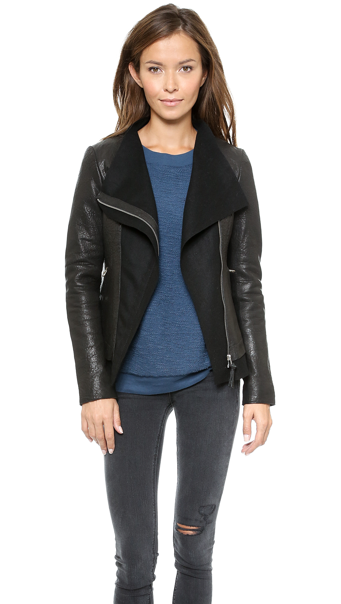 Mackage Armada Leather Jacket Navy In Black Lyst Gallery
