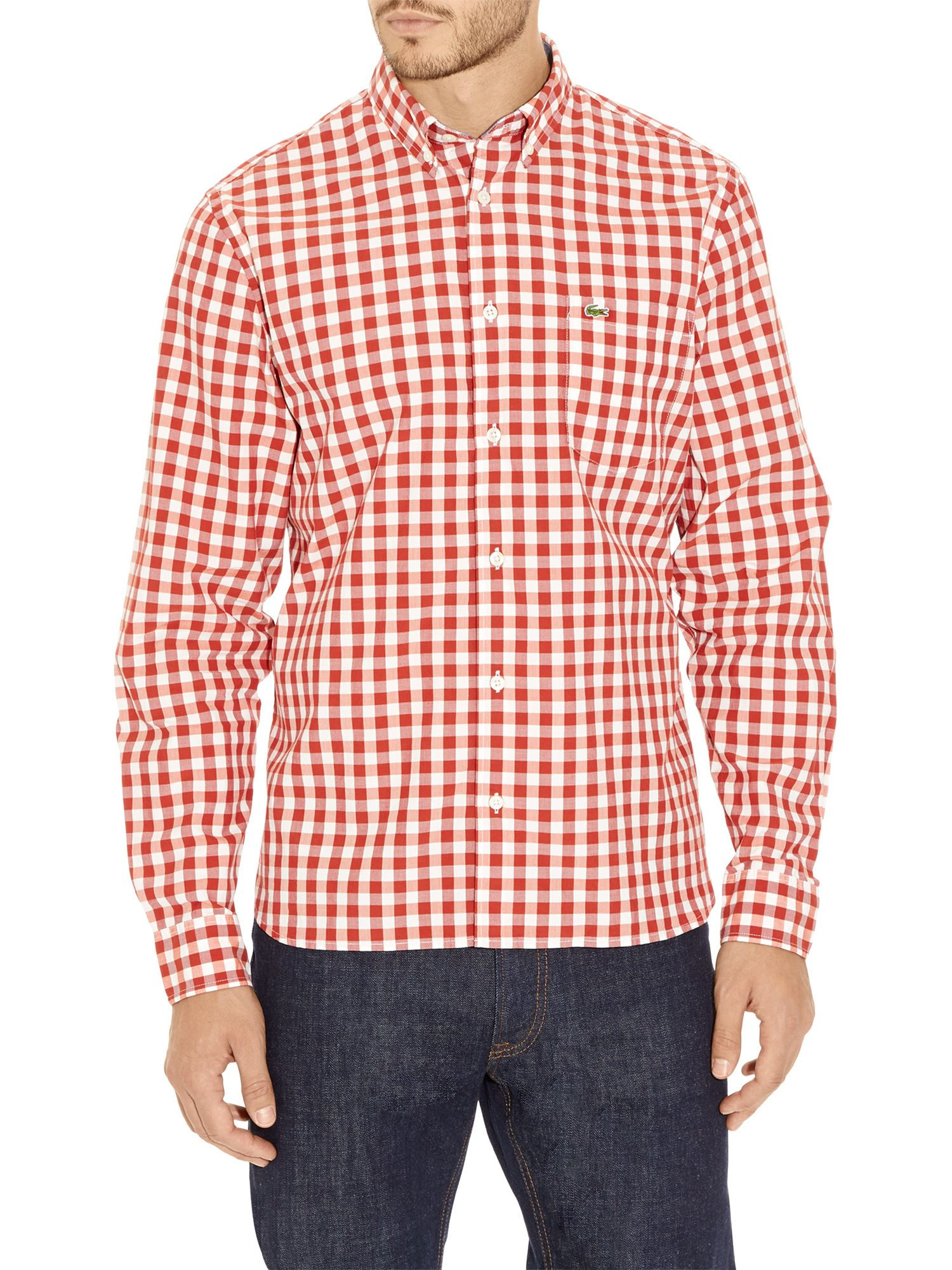 Lacoste Large Gingham Check Shirt in Red for Men | Lyst