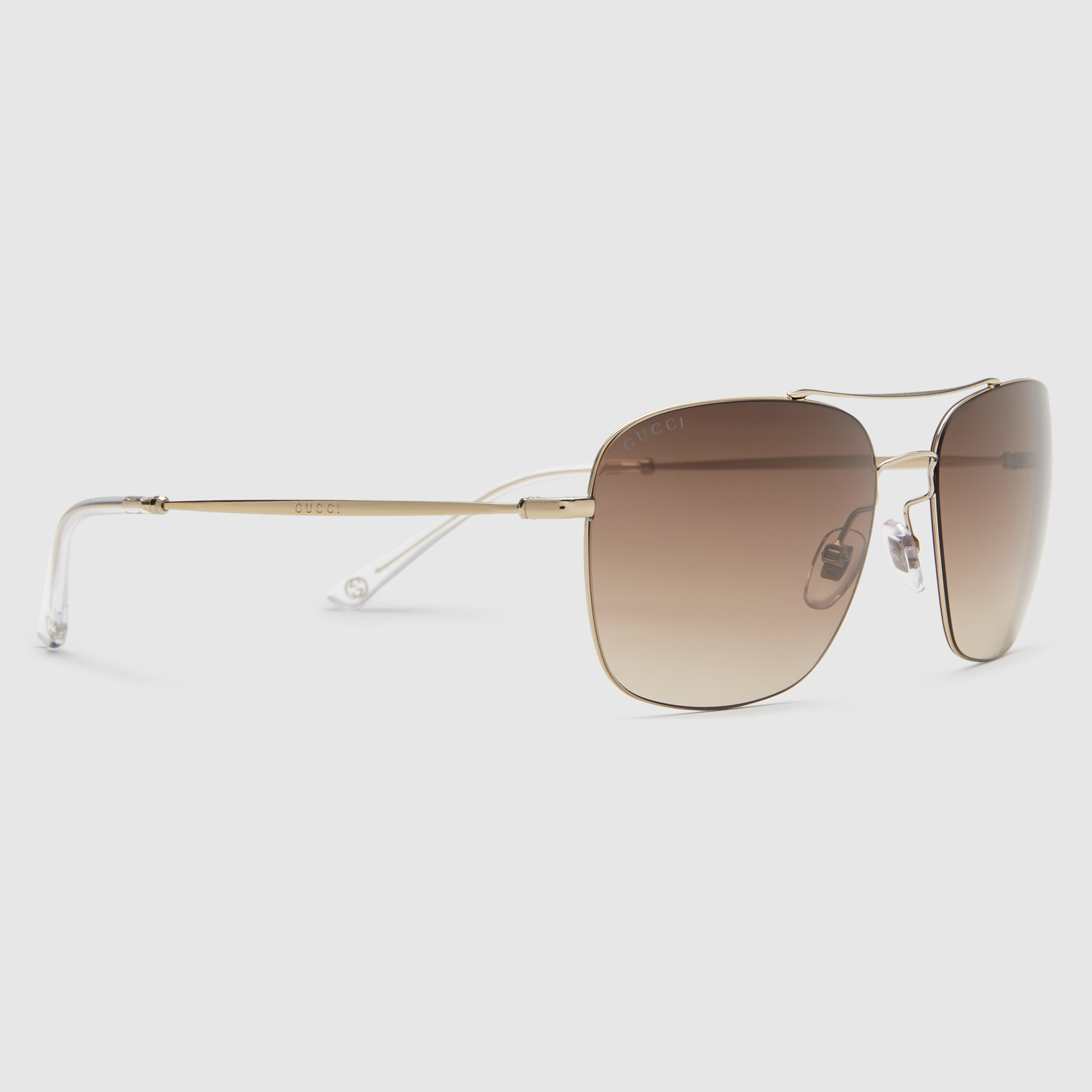 Lyst - Gucci Steel Square-frame Sunglasses in Metallic for Men