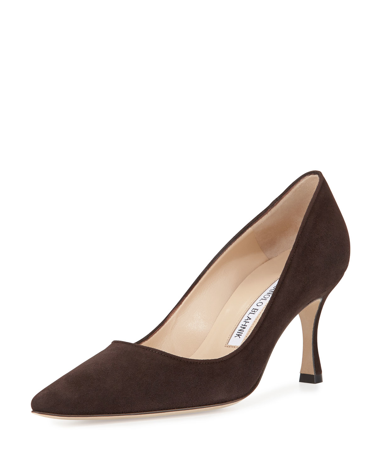 Manolo blahnik Tuccio Suede Mid-Heel Pumps in Brown | Lyst