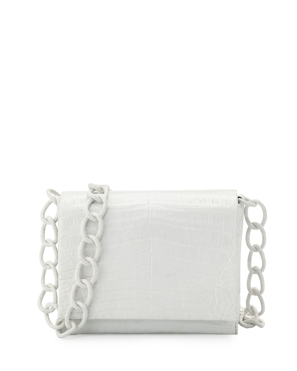 Lyst - Nancy Gonzalez Small Crocodile Chain Crossbody Bag in White