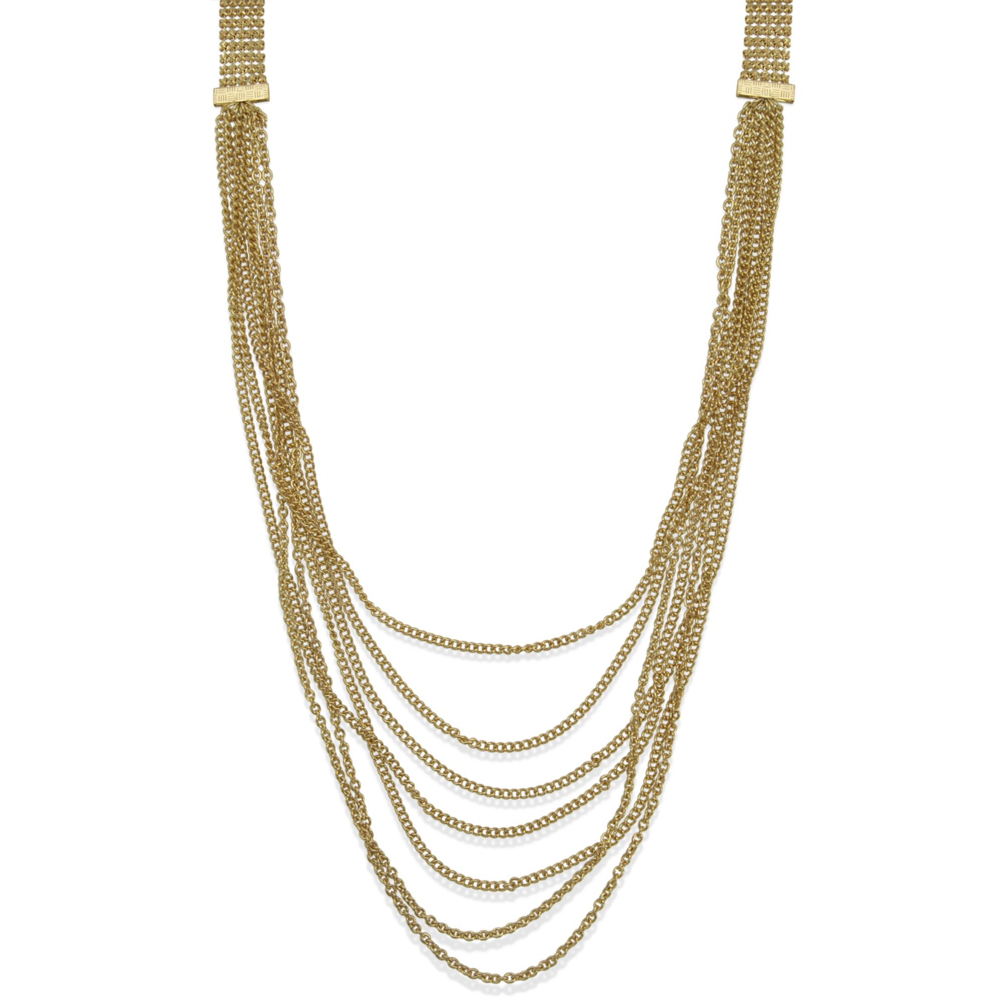 Guess Necklace Goldtone Multirow Chain Necklace in Gold | Lyst