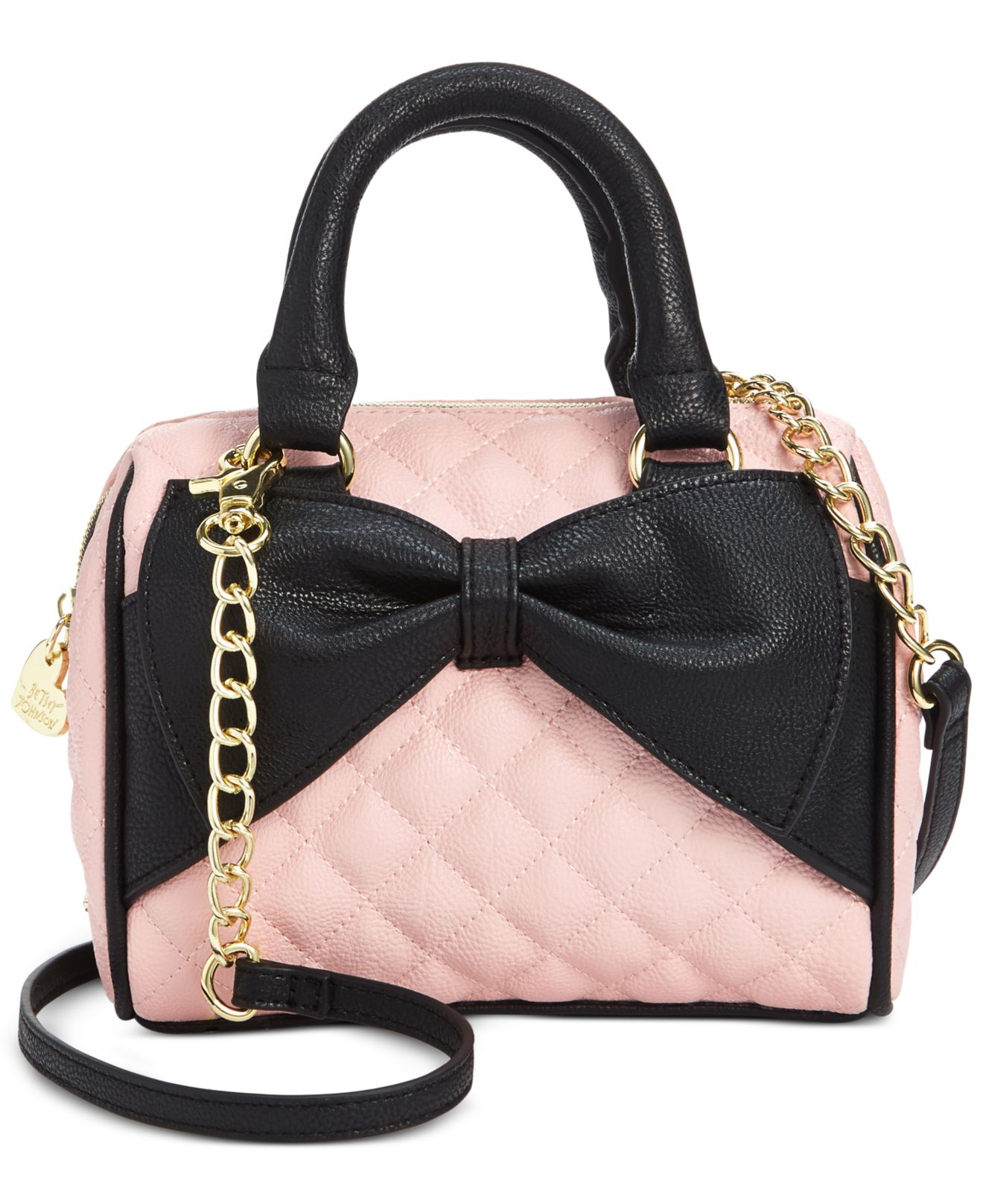 Lyst - Betsey Johnson Mini Bow Quilted Satchel in Pink