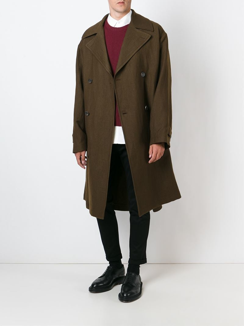 Lyst - Marni Double Breasted Trench Coat in Green for Men