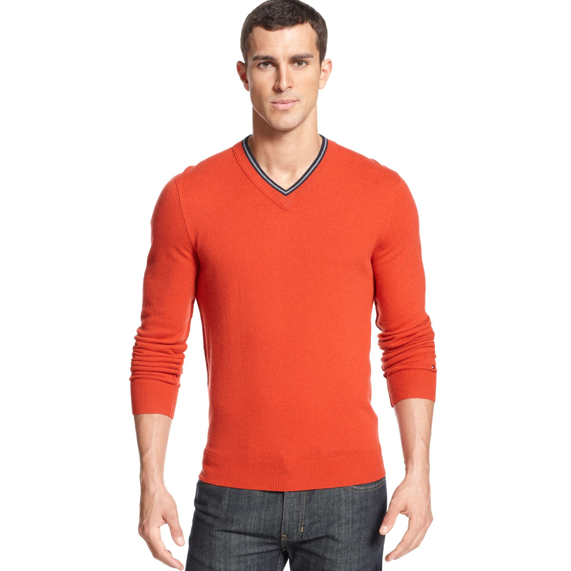 Tommy Hilfiger Stefan V Neck Sweater European Collection in Orange for ...