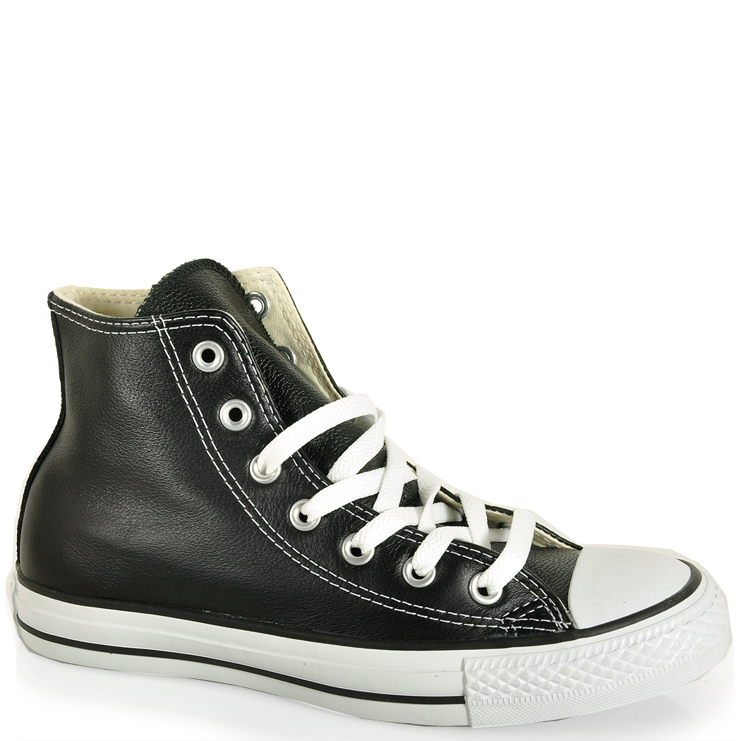Converse Leather High Top Sneaker in Black | Lyst