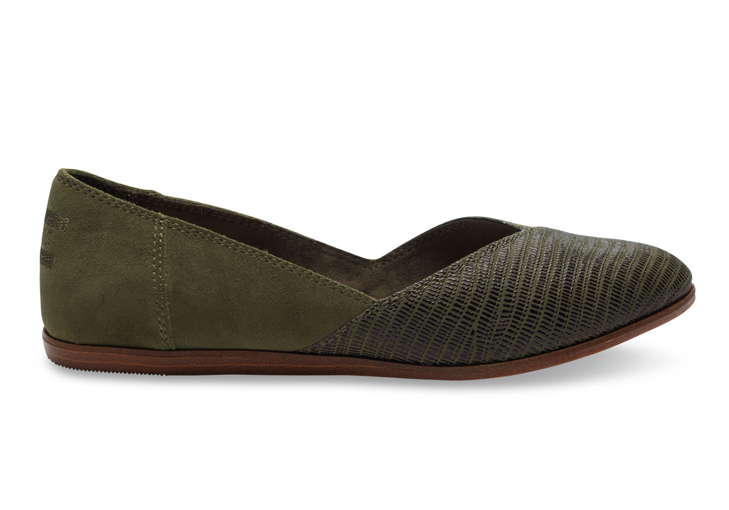Toms Tarmac Olive Suede Emboss Womens Jutti Flats In Green Lyst