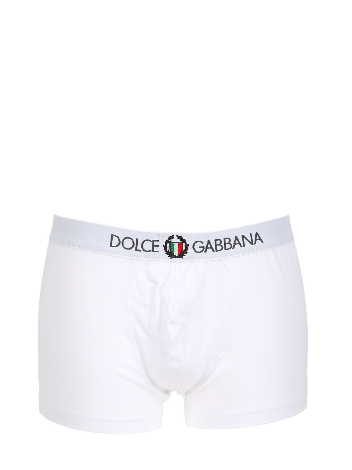 Lyst - Dolce & Gabbana Italian Crest On Cotton Boxer Briefs in White ...