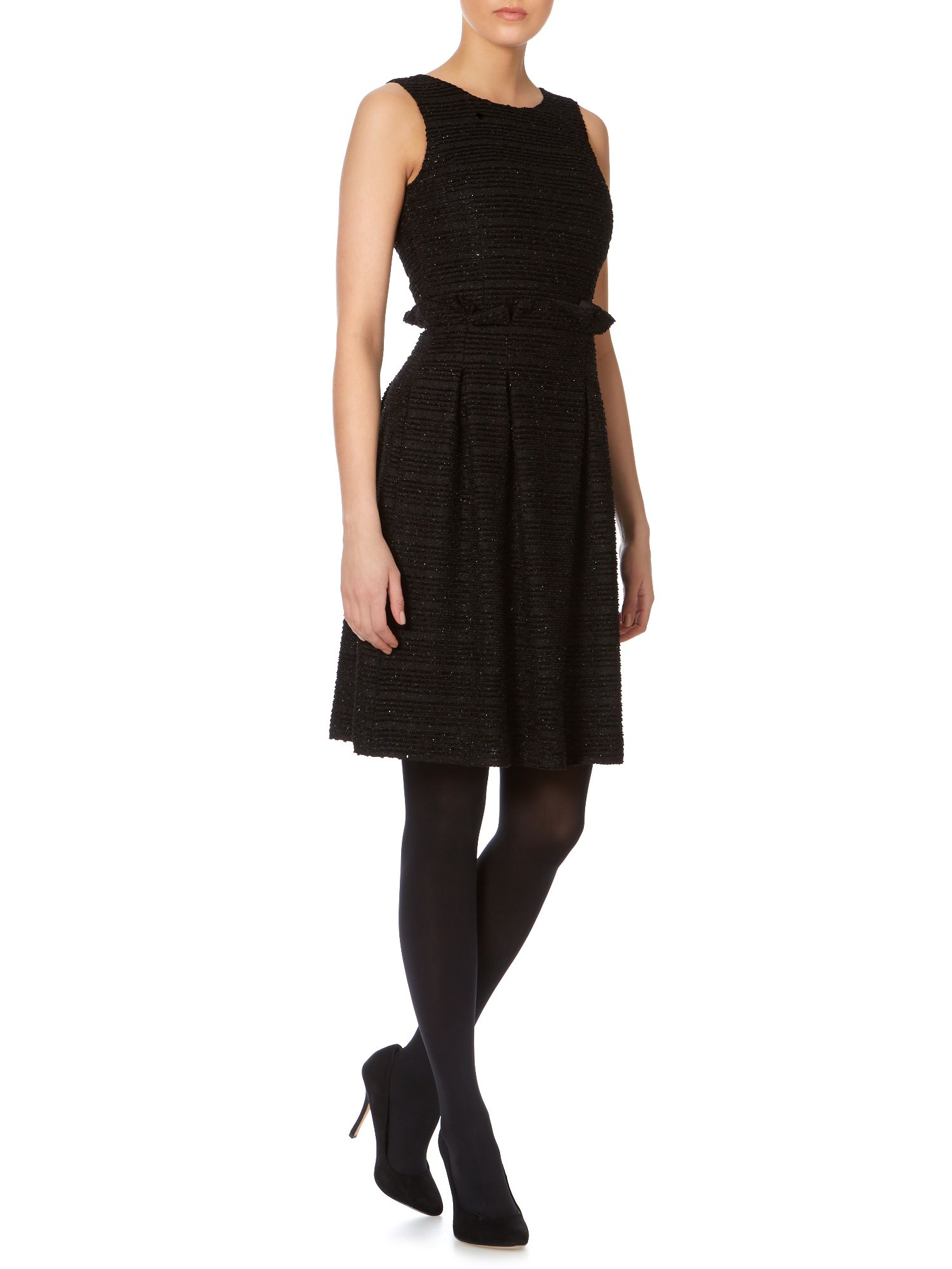 Armani Sleeveless Wool Sequin Shift Dress with Pleat in Black | Lyst