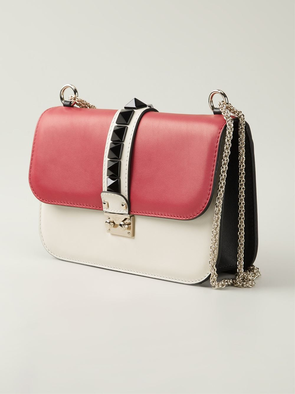 Lyst - Valentino Glam Lock Leather Shoulder Bag in White