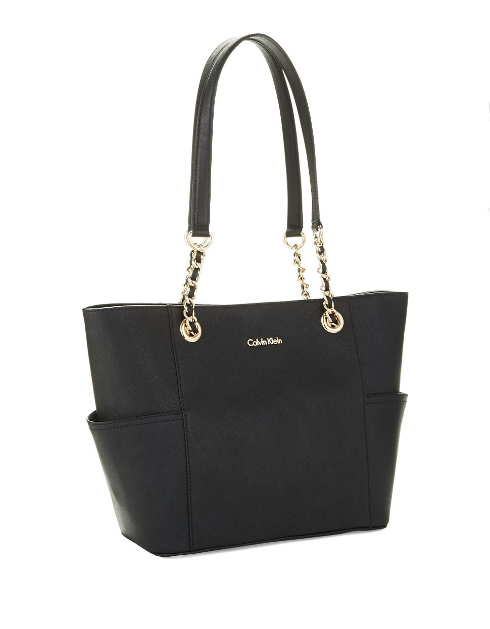 Calvin klein iLeatheri Satchel iBagi in iBlacki iBlacki Gold Lyst