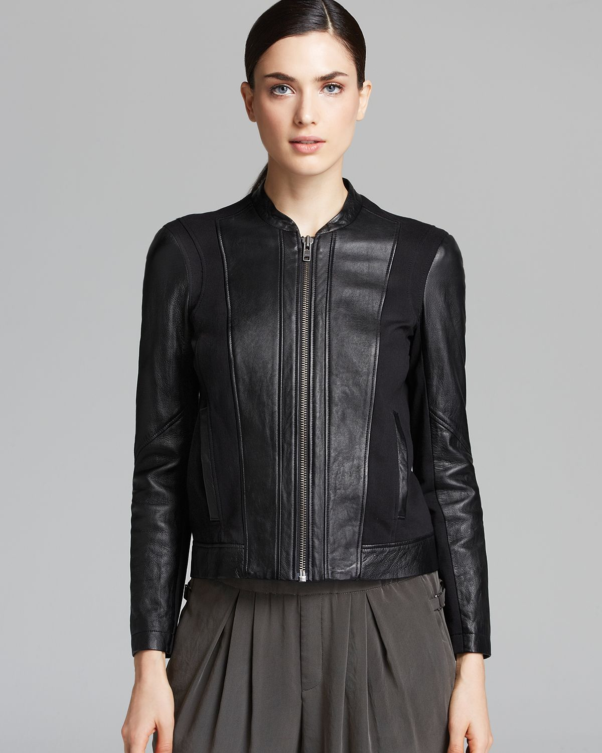 Helmut Lang Jacket Washed Leather And Sweatshirt Combo In Black Lyst Gallery
