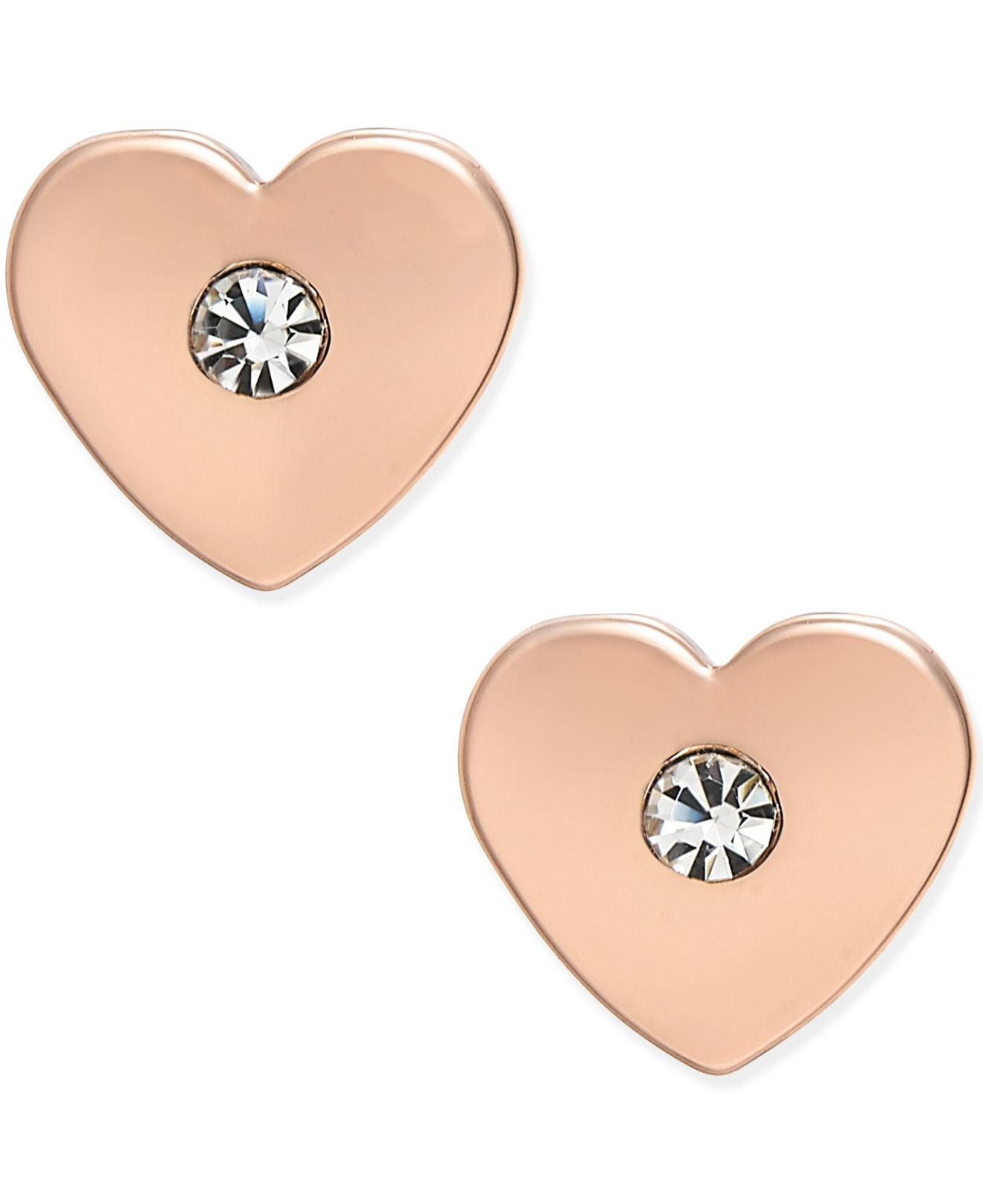 Lyst Kate Spade New York Rose Gold Tone Crystal Heart Stud Gallery