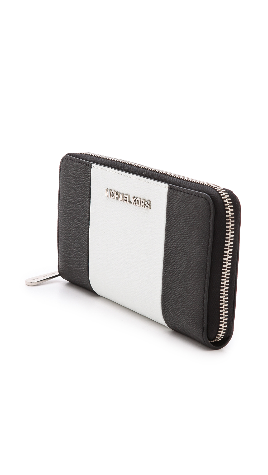 mk black and white wallet