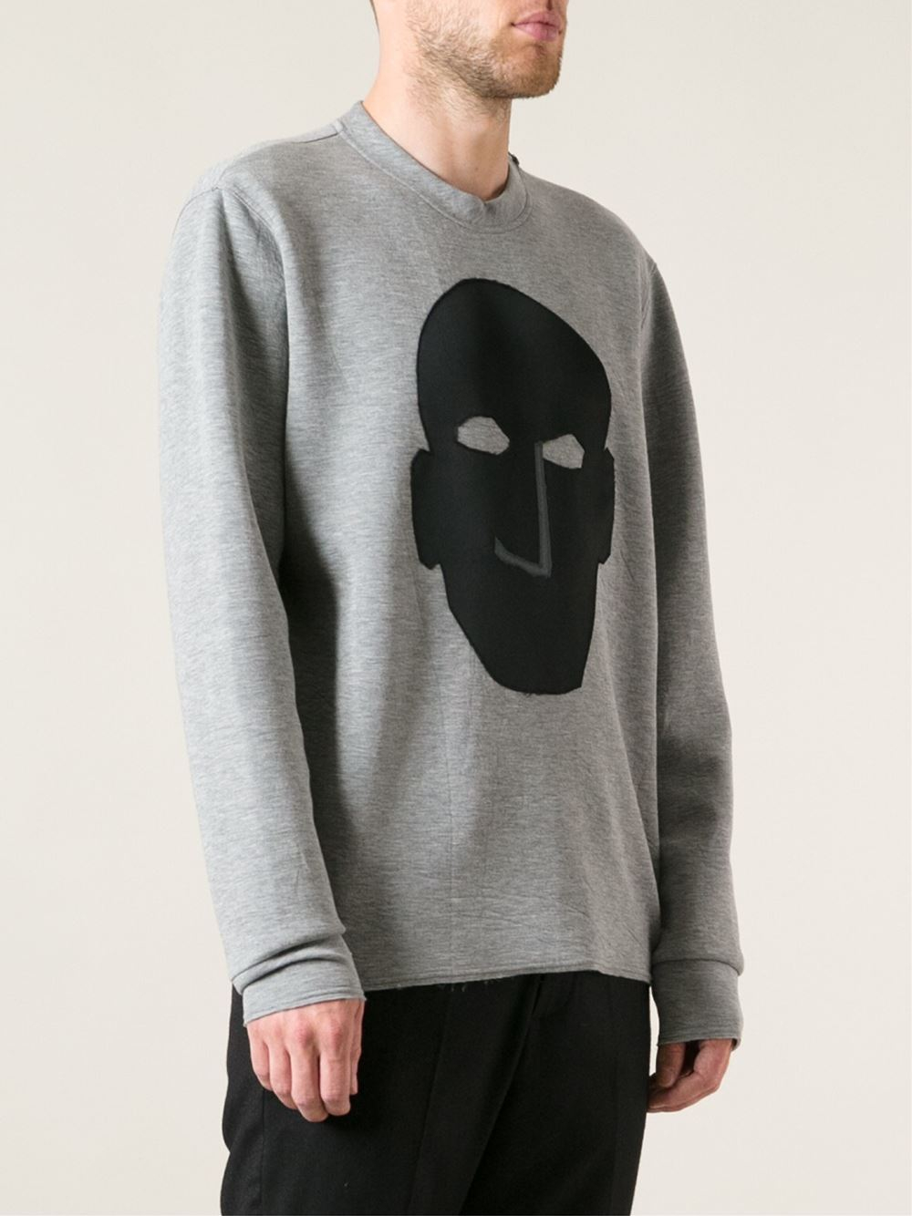 Lyst - Lanvin Appliqué Face Pattern Sweatshirt in Gray for Men