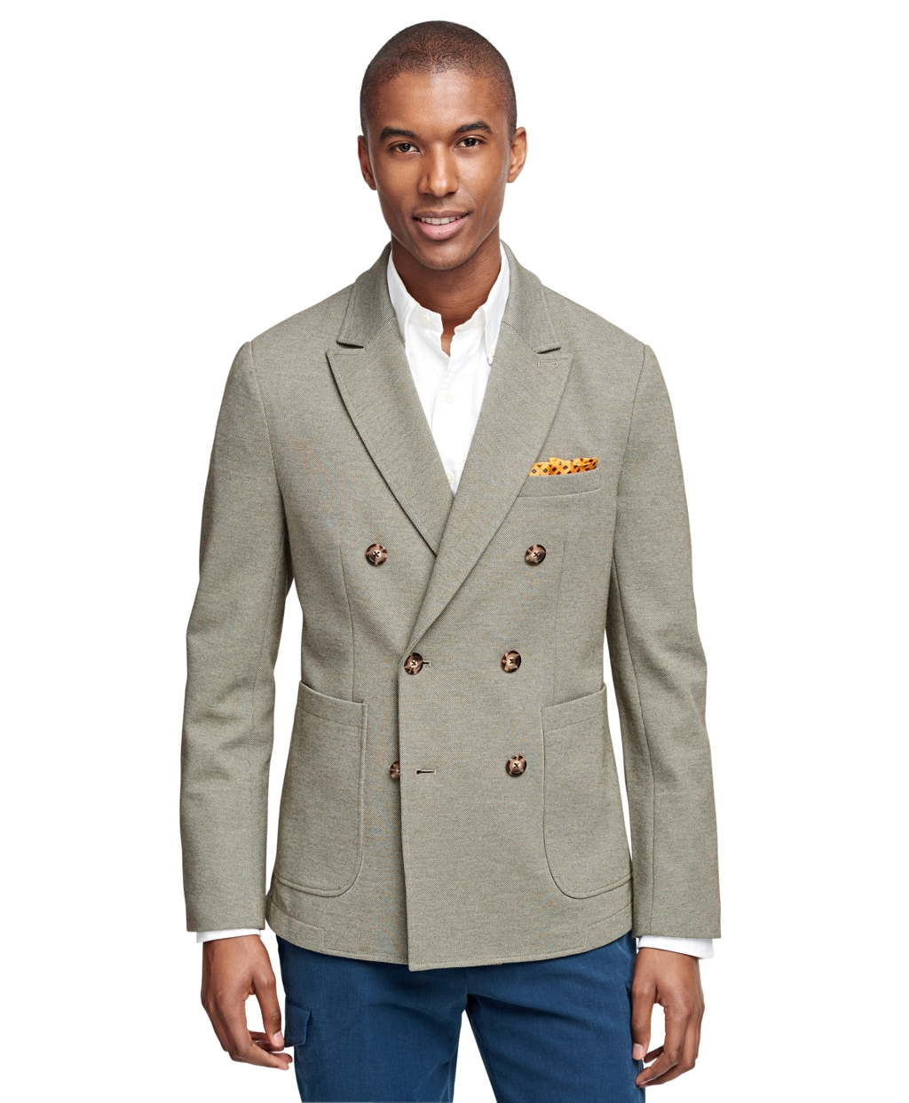 Brooks brothers Double-breasted Knit Blazer in Green | Lyst
